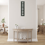 Vertical Embossed Metal Sign Rise And Shine, Inspirational Wall Decor, Farmhouse Style