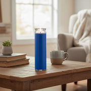 Blue Unscented Tall Glass Decorative Candle - Set of 6