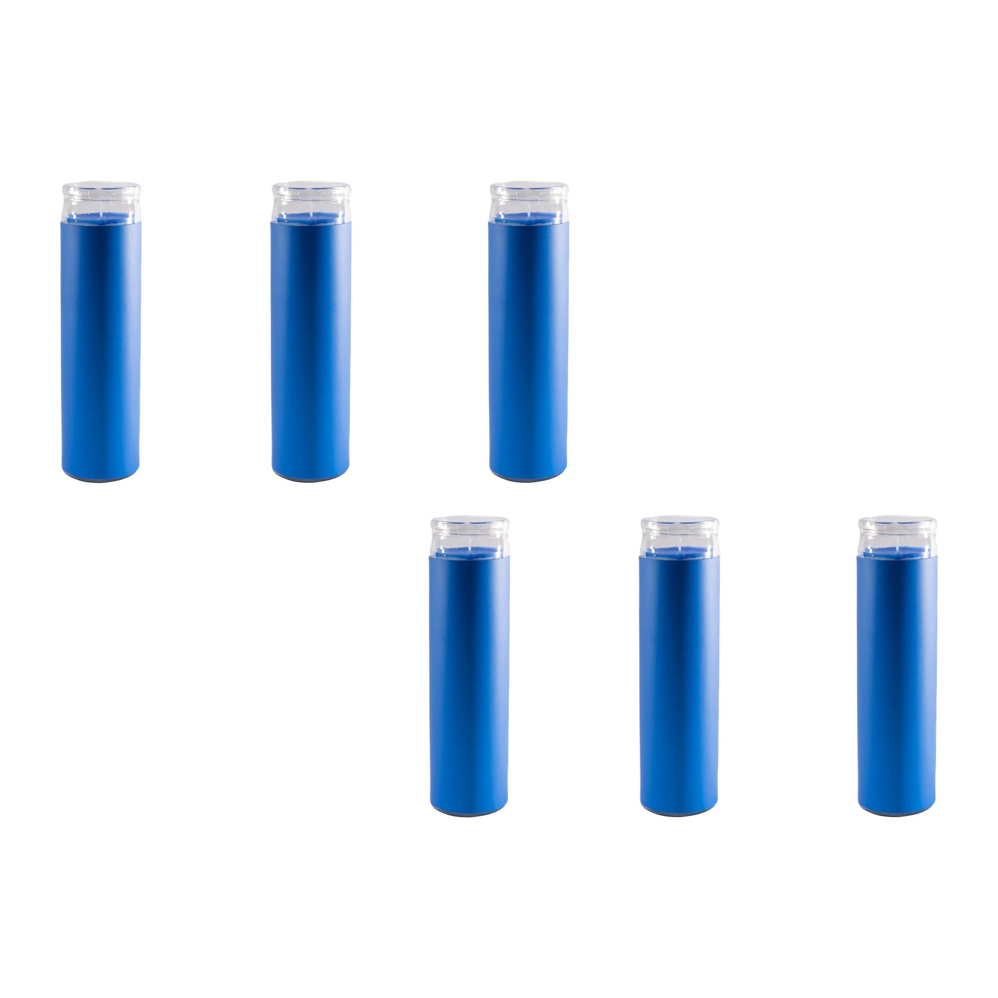 Blue Unscented Tall Glass Decorative Candle - Set of 6