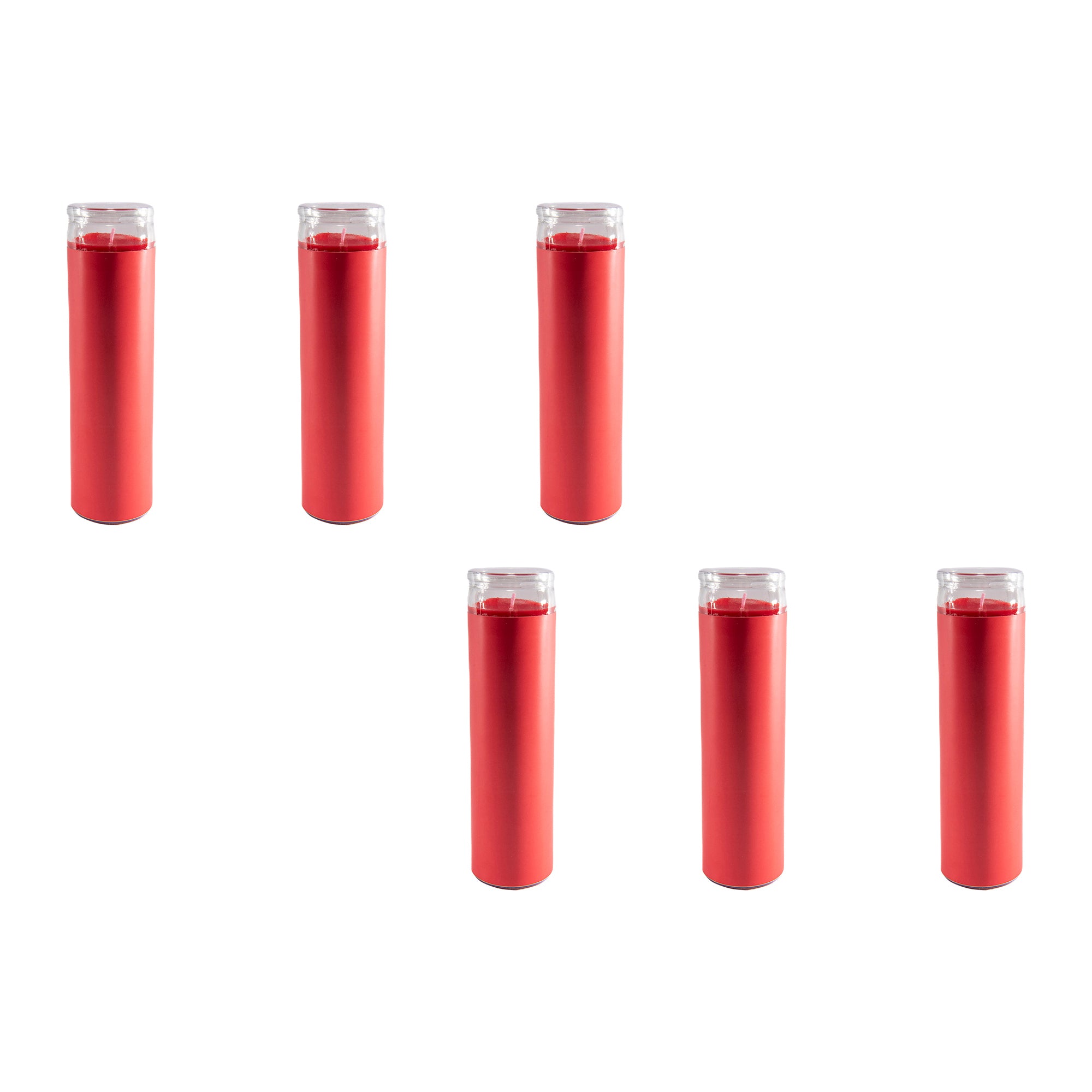Red Unscented Tall Glass Decorative Candle - Set of 6