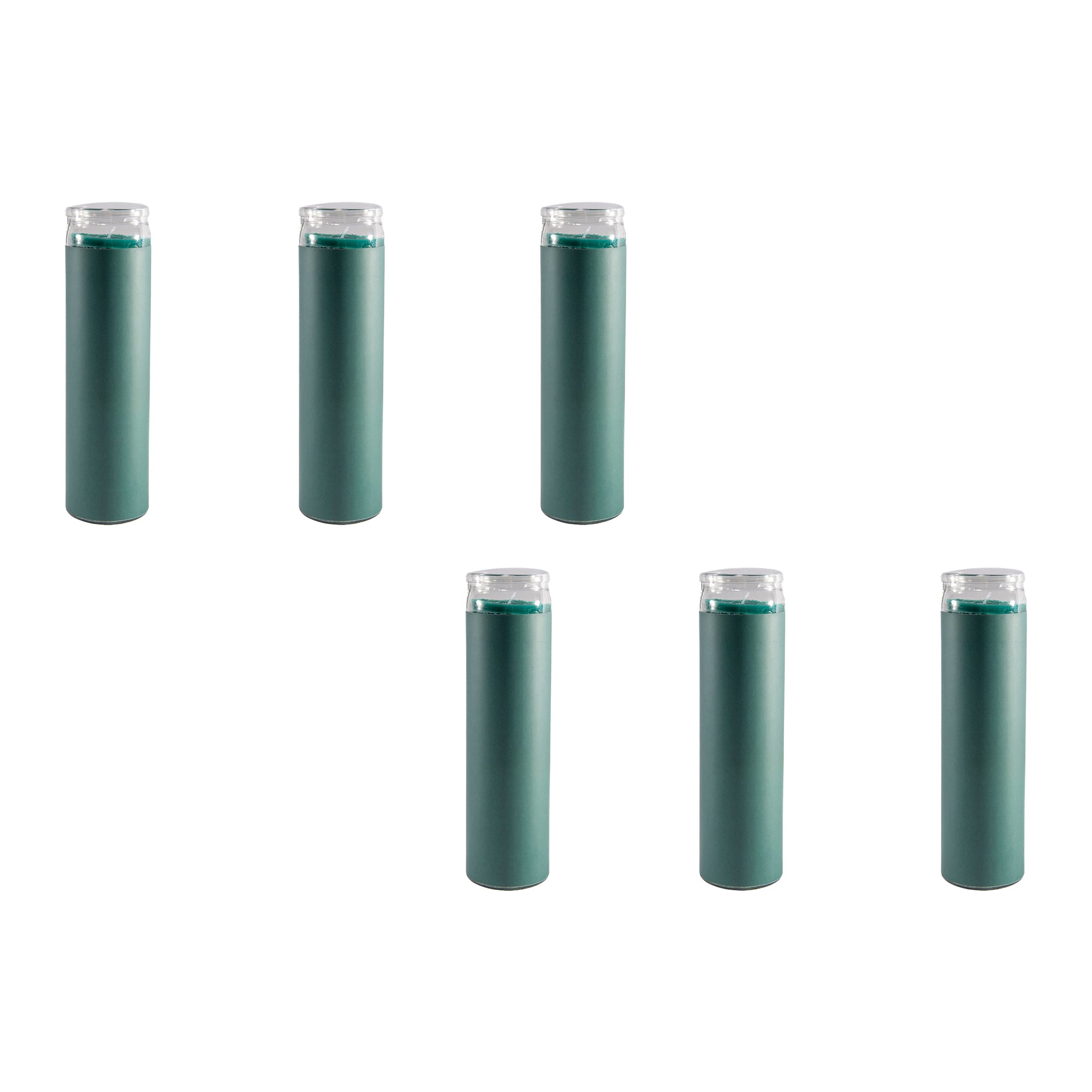 Teal Unscented Tall Glass Decorative Candle - Set of 6