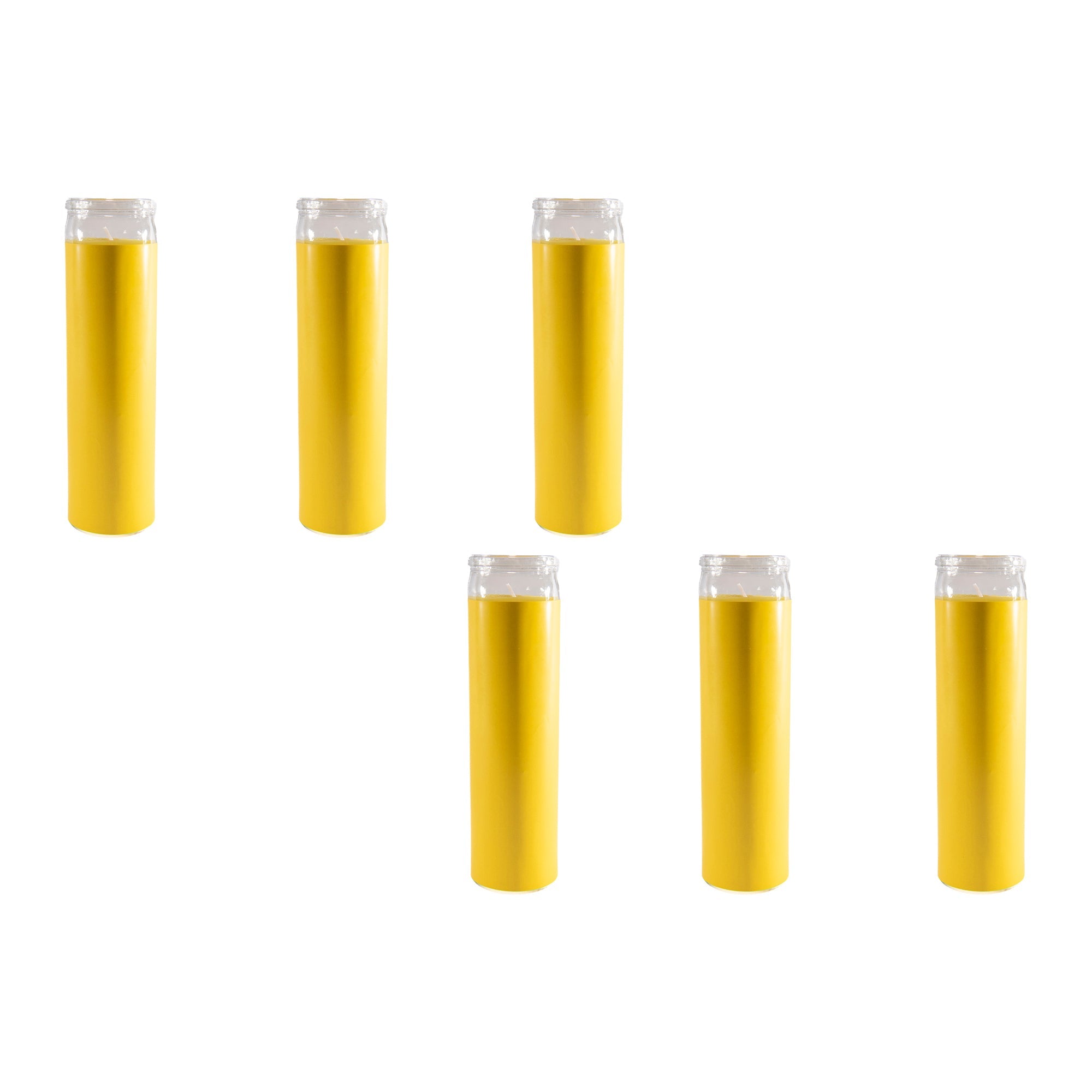 Yellow Unscented Tall Glass Decorative Candle - Set of 6