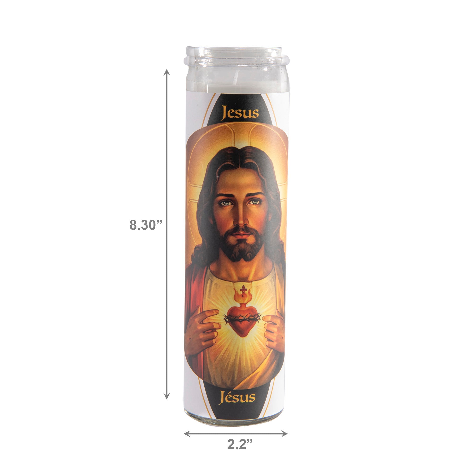 White Religious Candle Featuring Jesus - Set of 6