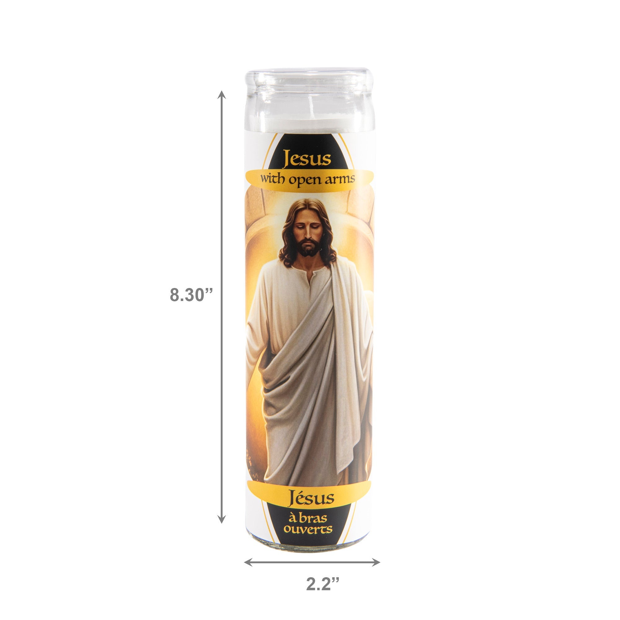 White Religious Candle Jesus with Open Arms - Set of 6