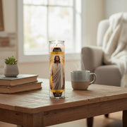 White Religious Candle Jesus with Open Arms - Set of 6
