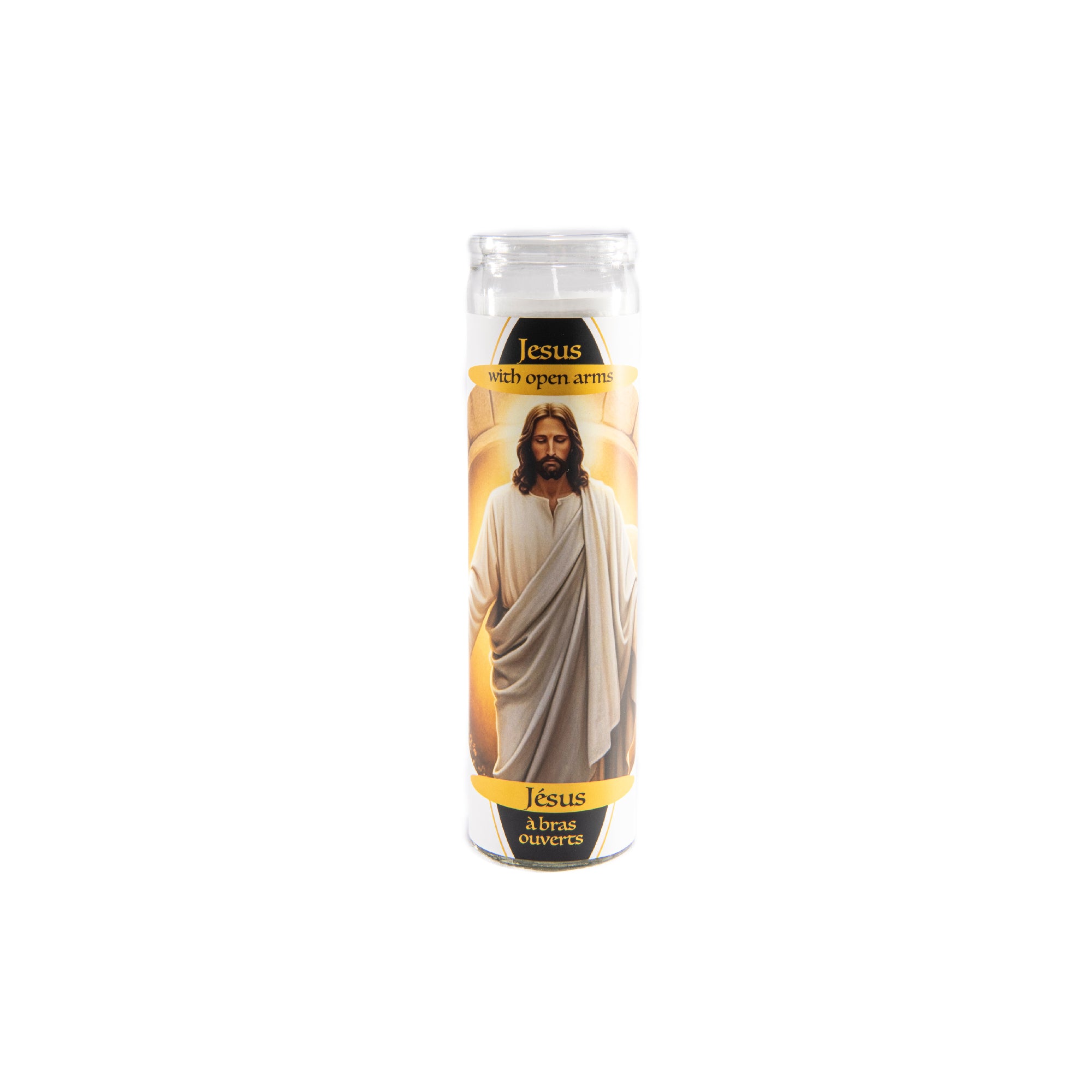 White Religious Candle Jesus with Open Arms - Set of 6