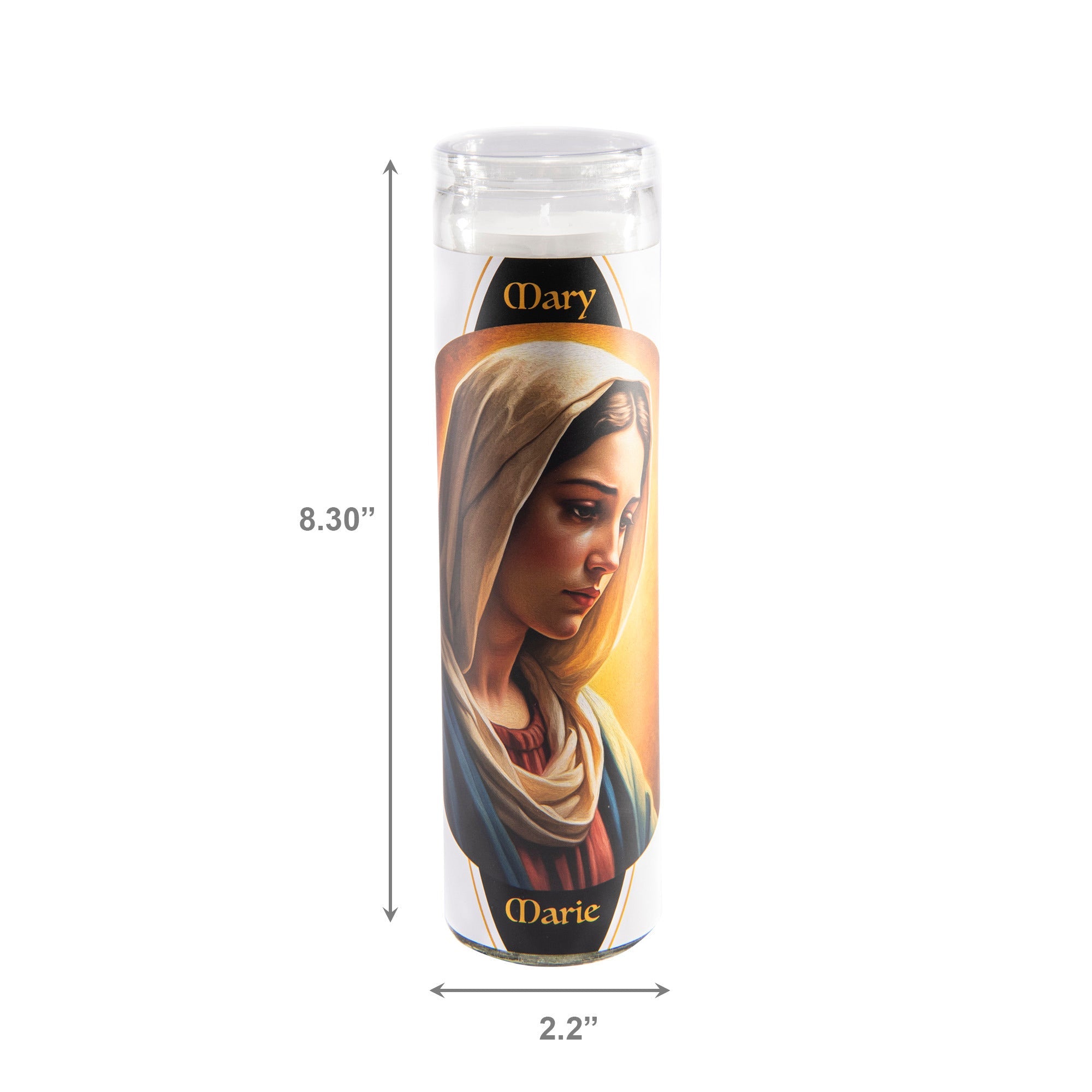 White Religious Candle Featuring Virgin Mary - Set of 6