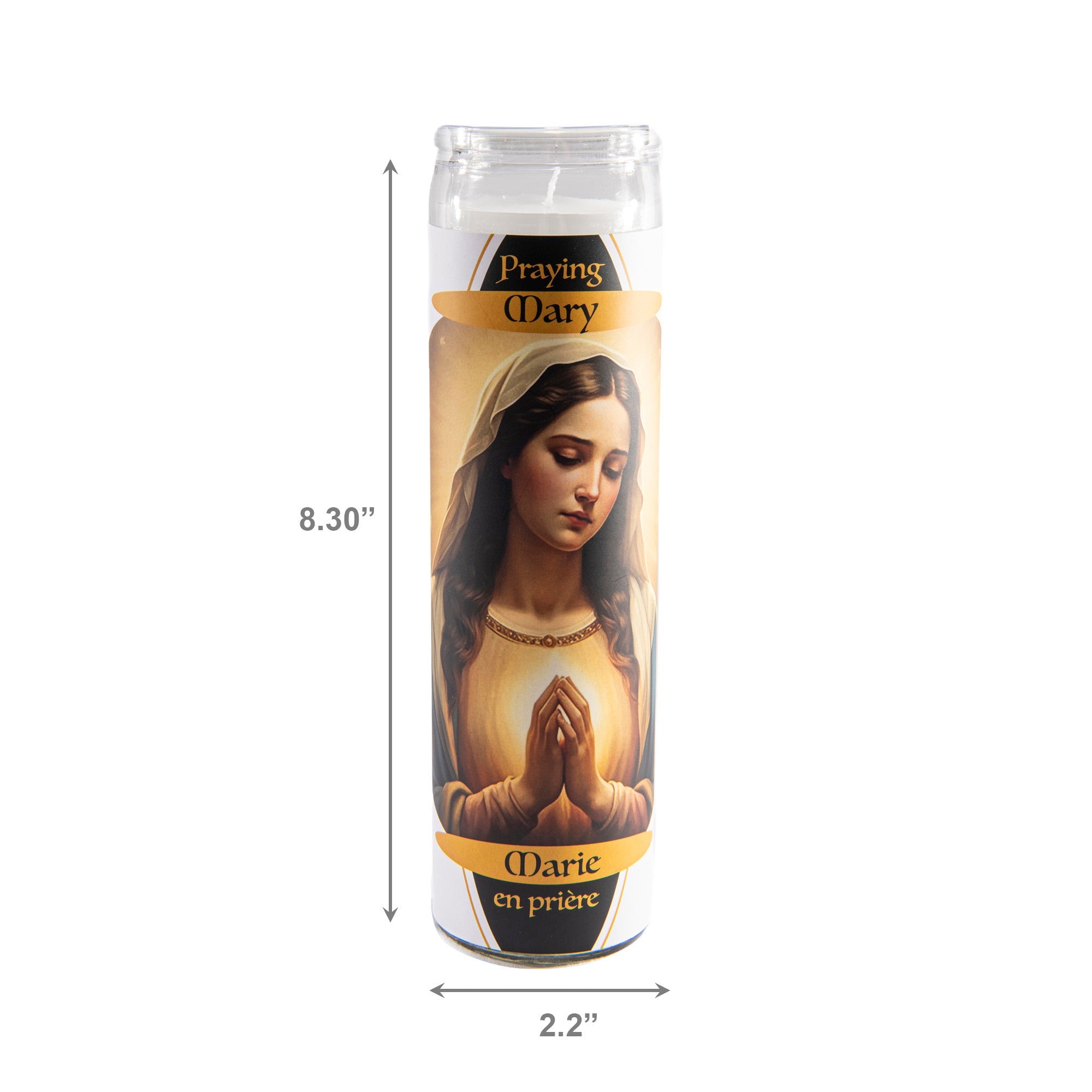 White Religious Candle Praying Mary Design - Set of 6
