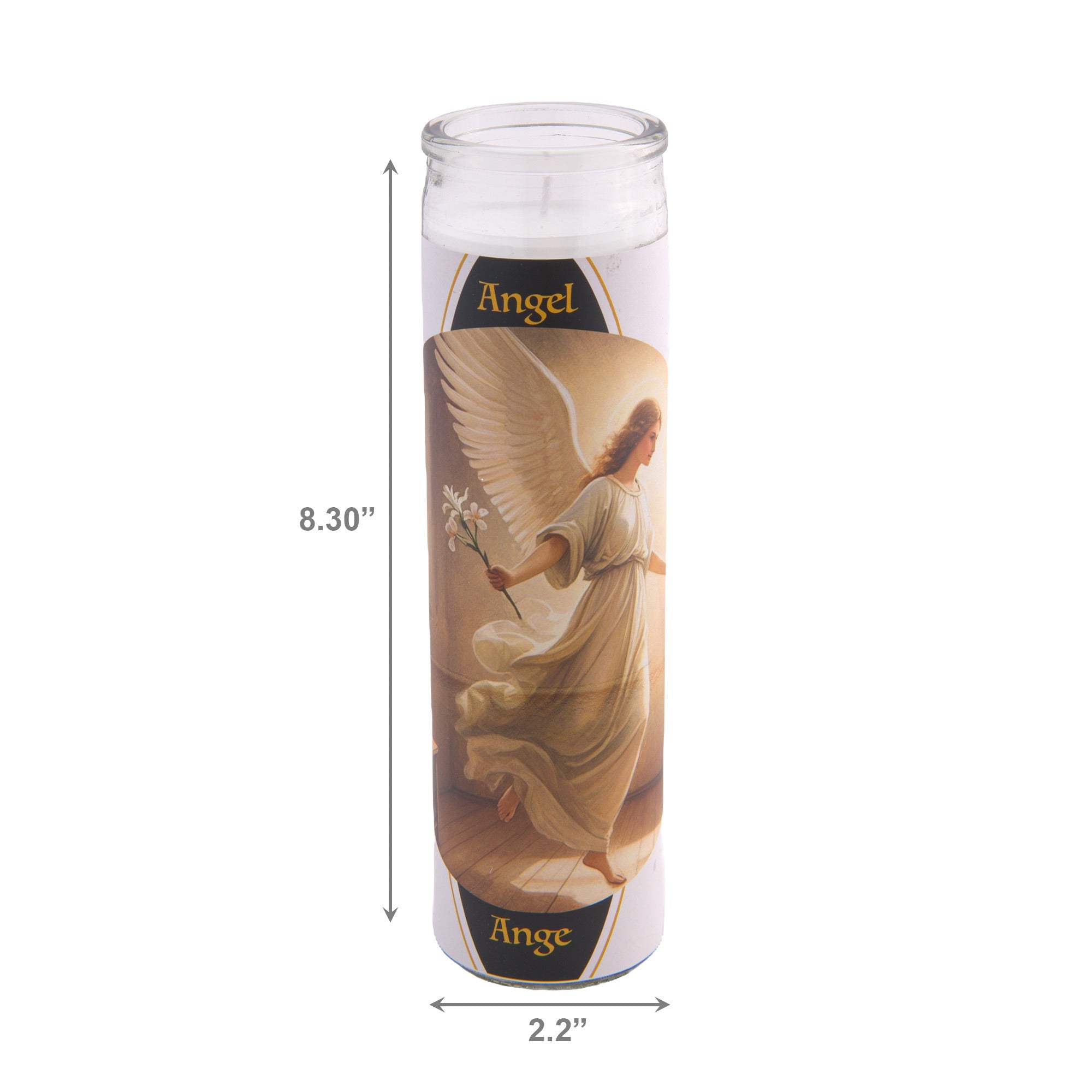 White Religious Candle with Angel Design - Set of 6