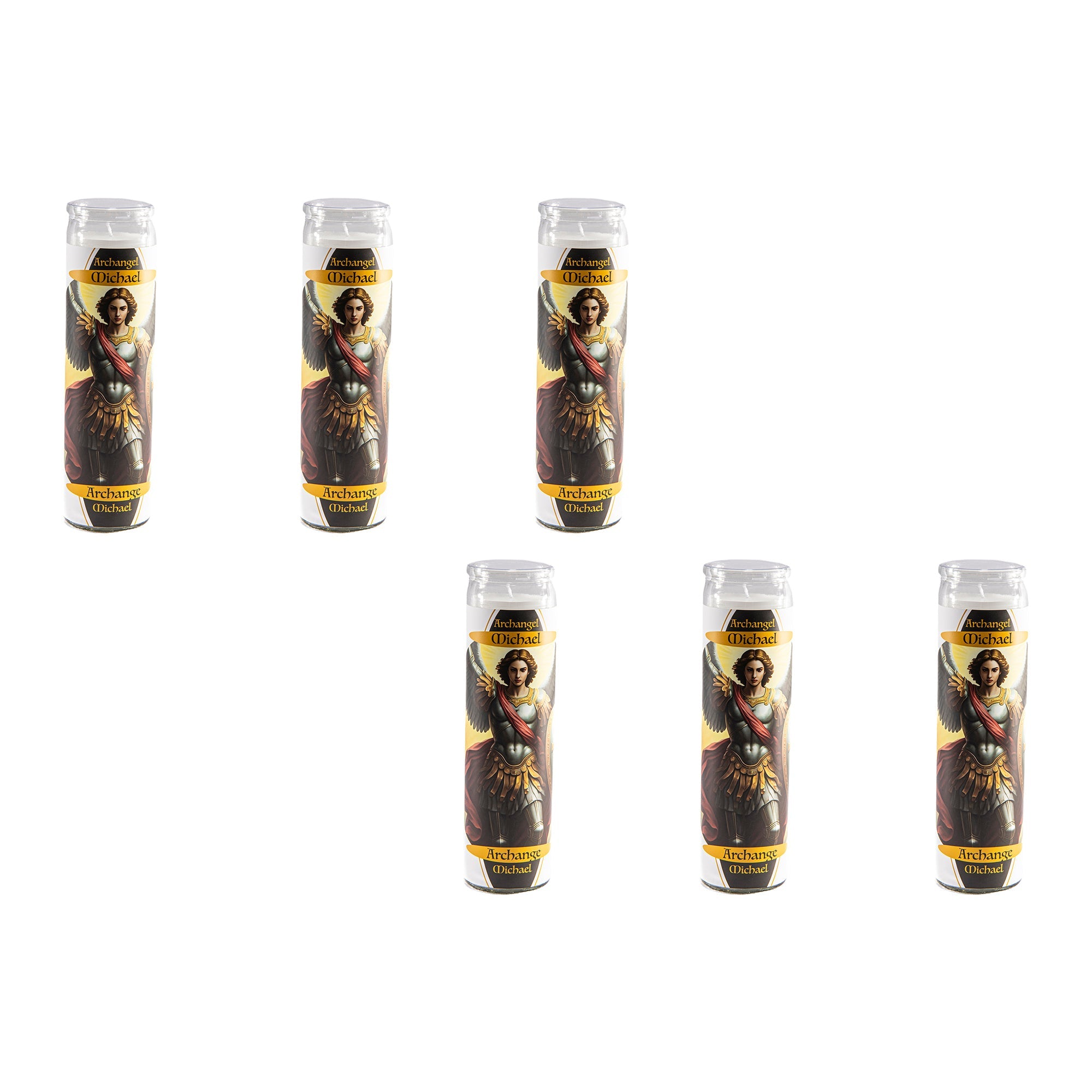 White Religious Candle Archangel Michael - Set of 6