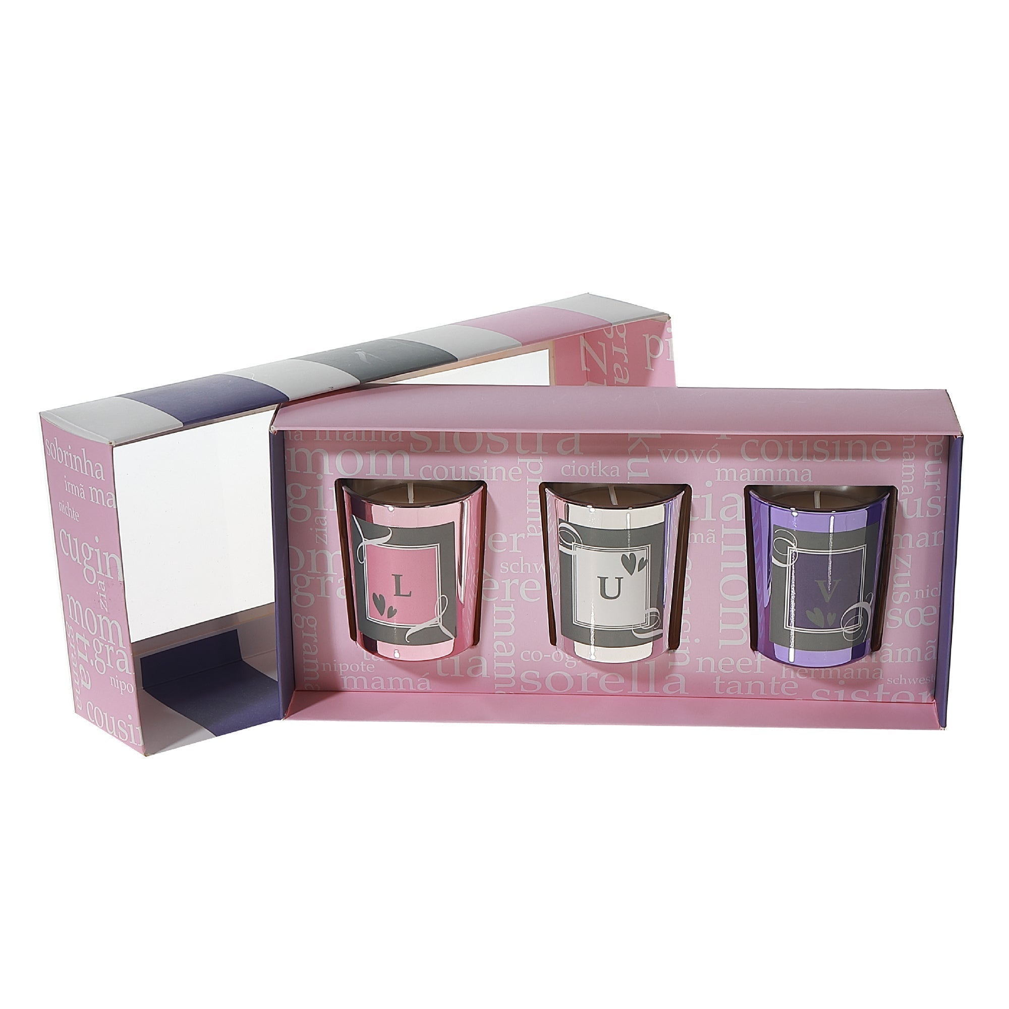 3-Piece Glass Candle Set with Assorted Fragrances – Home Decor, Scented Candle Set