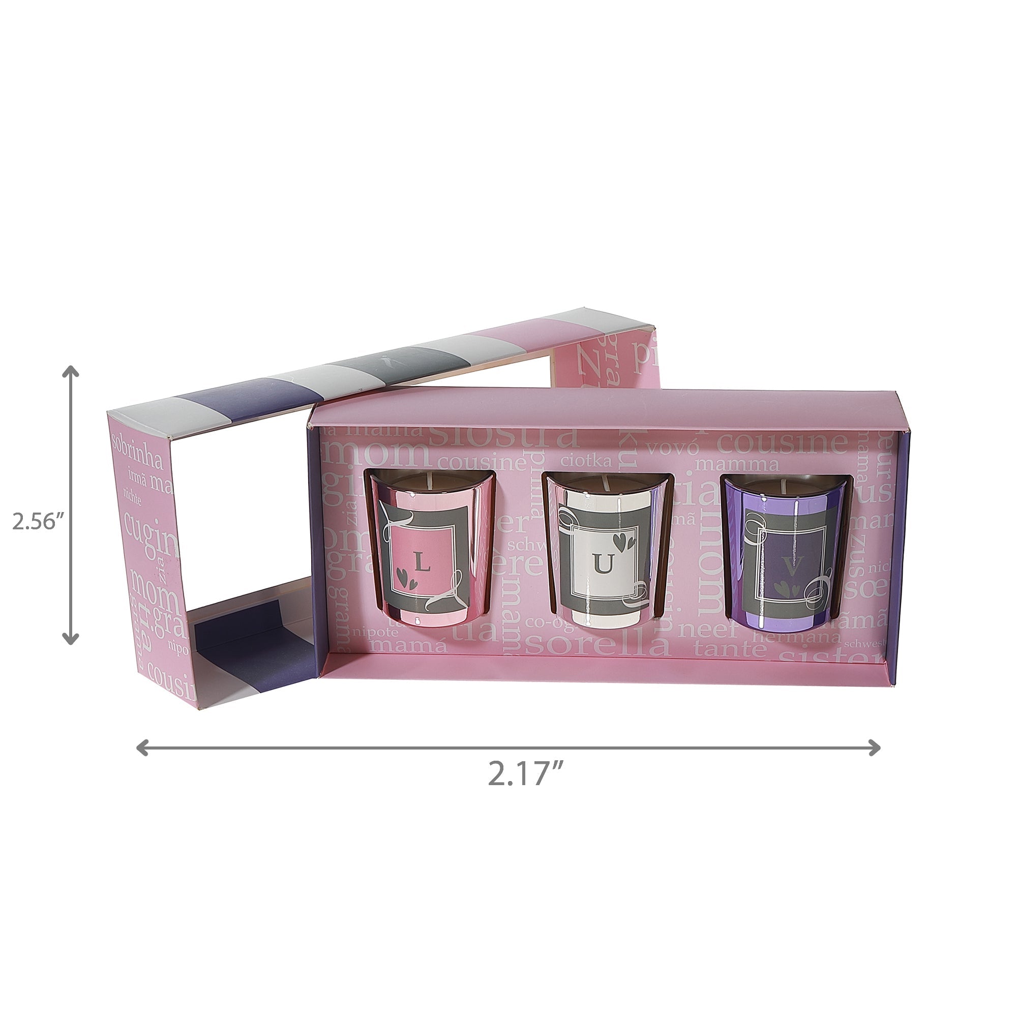 3-Piece Glass Candle Set with Assorted Fragrances – Home Decor, Scented Candle Set