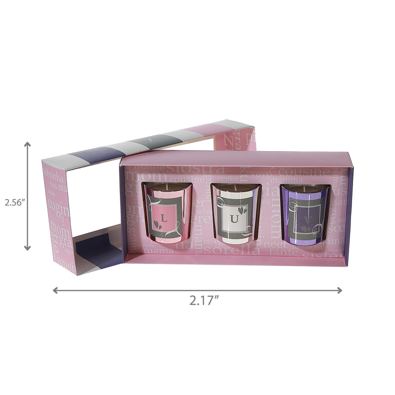 3Pc Glass Candle With Assorted Fragrance Set