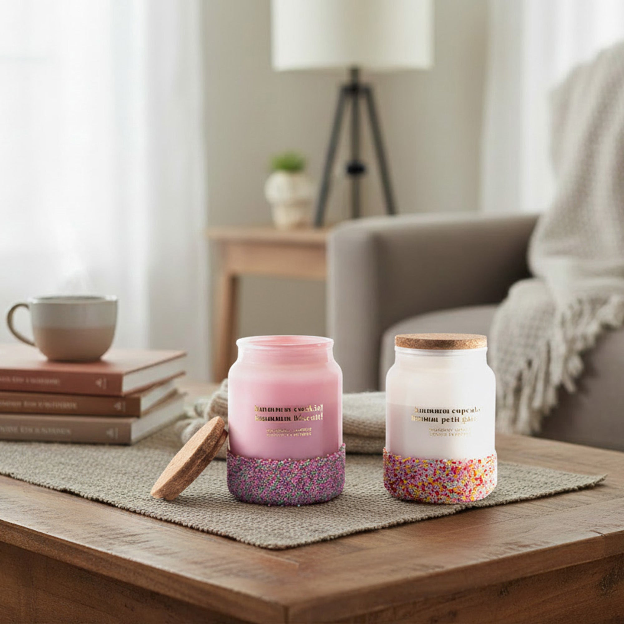 16 Ounces Glass Jar Scented Candle with Cork Lid – Assorted - Set of 2