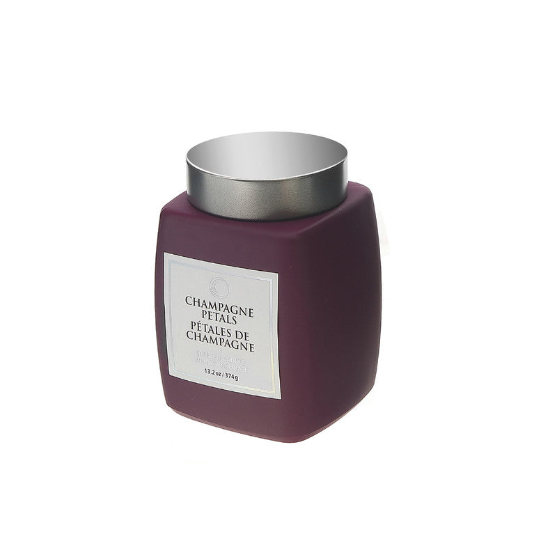 13.2oz Square Luxe Scented Candle Champagne Petals With Lid Set of 2