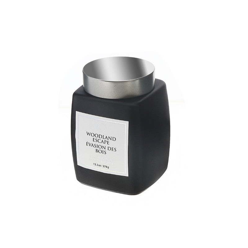 13.2 Oz Luxe Scented Square Candle With Lid (Woodland Escape) - Set of 2