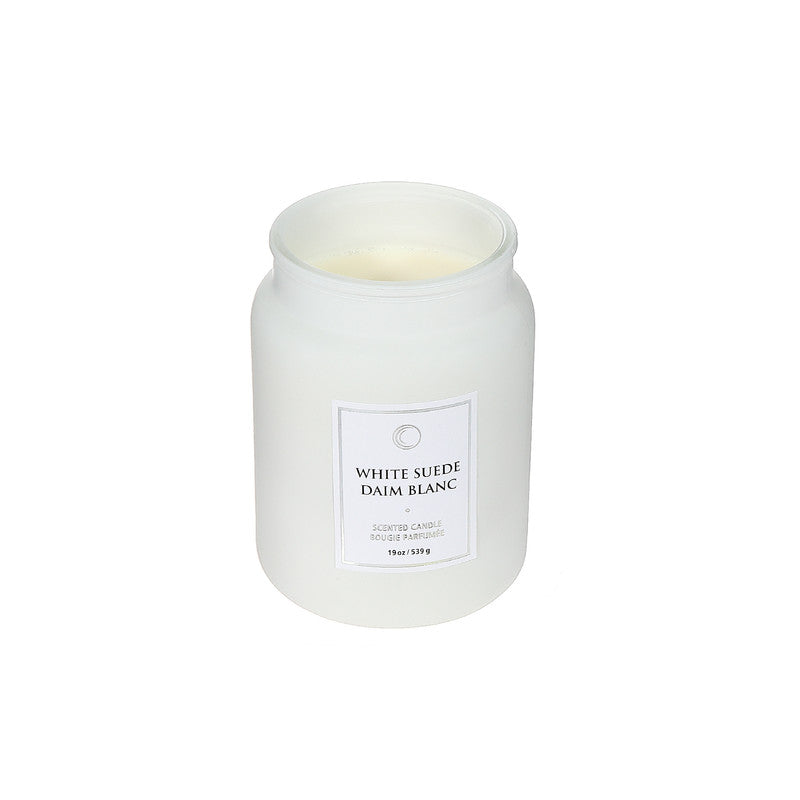 19 Oz Luxe Scented Candle With Glass Lid (White Suede) - Set of 2
