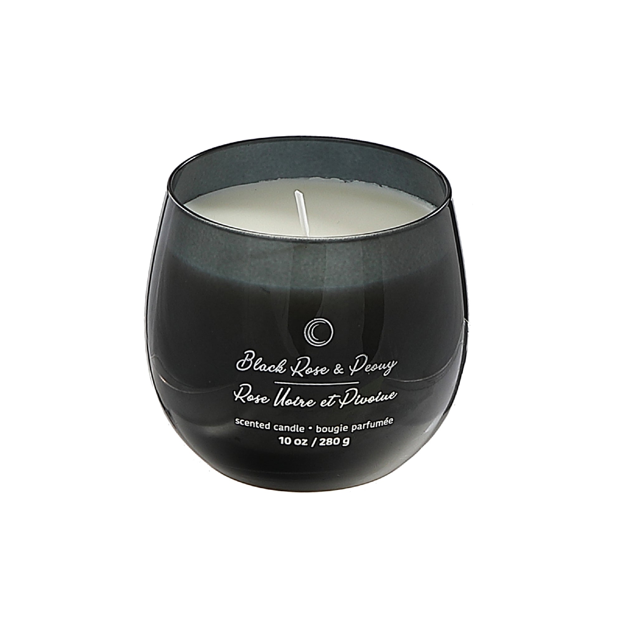 10 Oz High Gloss Curved Candle Black Rose & Peony, Decorative Candle, Home Accent
