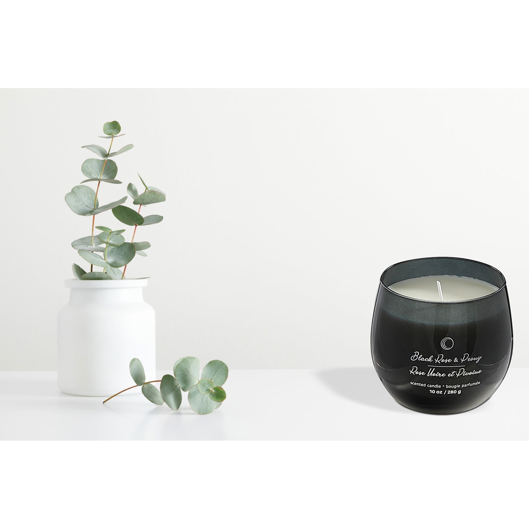 10 Oz High Gloss Curved Candle Black Rose & Peony, Decorative Candle, Home Accent