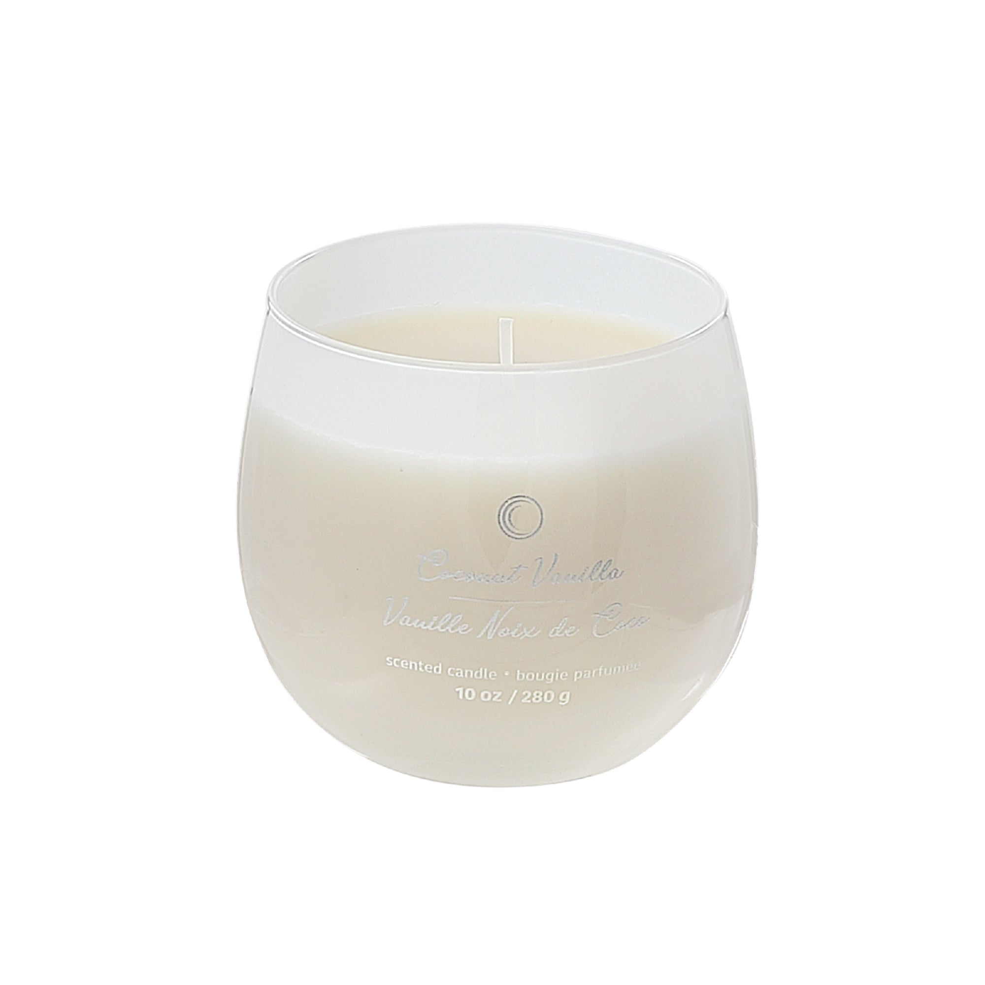 10 Oz High Gloss Curved Candle Coconut Vanilla, Decorative Candle, Home Accent