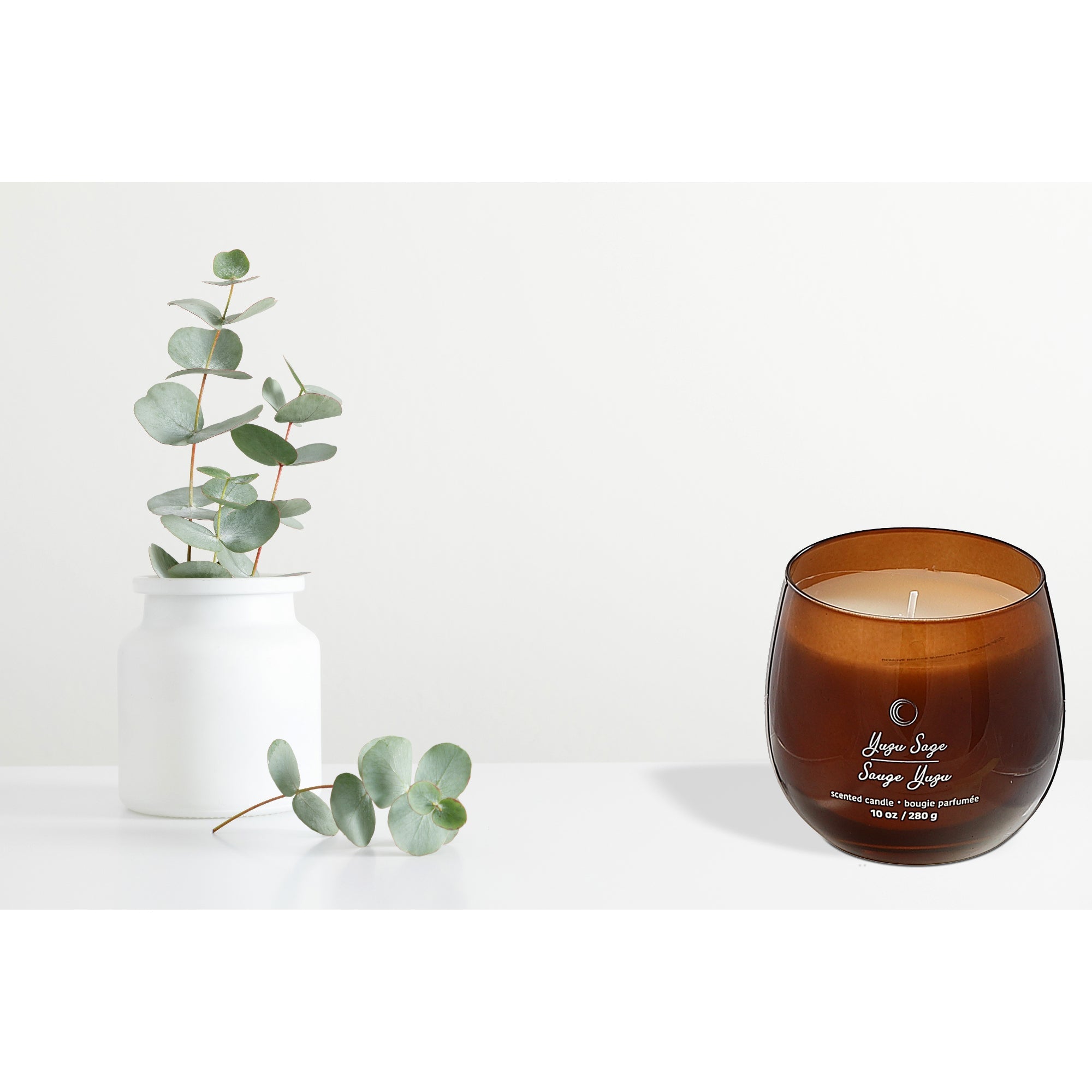 10 Oz High Gloss Curved Candle Yuzu Sage, Decorative Candle, Home Accent