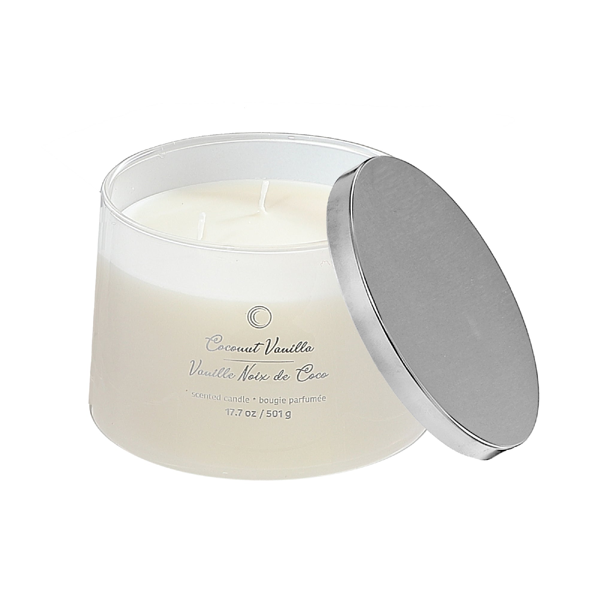 3 Wick High Gloss Taper Candle Coconut Vanilla 18 Oz, Decorative Candle, Home Accent