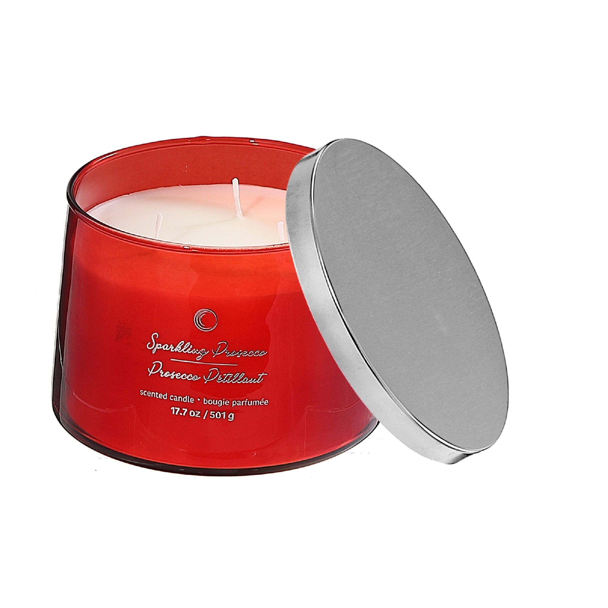 3 Wick High Gloss Taper Candle Sparkling Prosecco 18 Oz, Decorative Candle, Home Accent