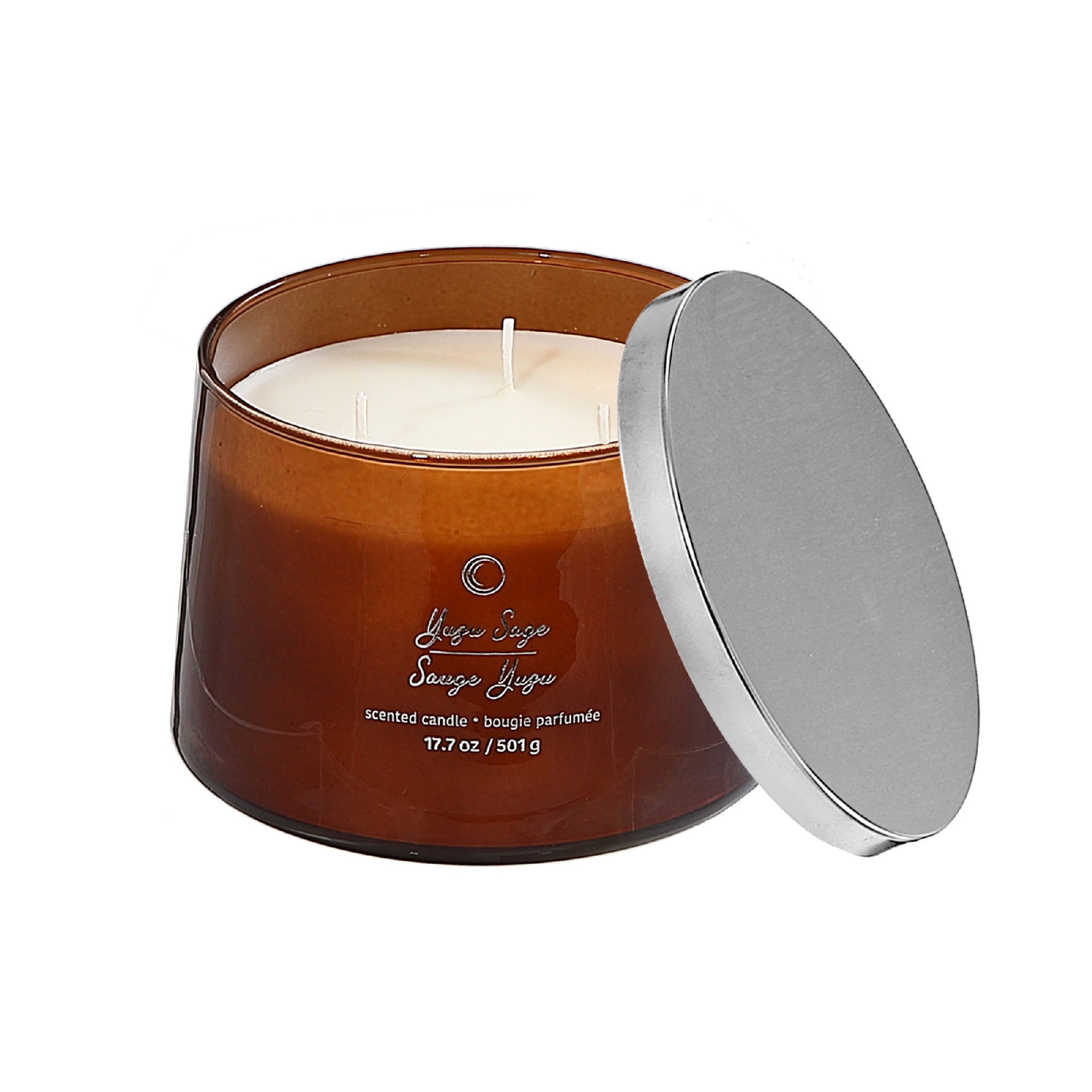 3 Wick High Gloss Taper Candle Yuzu Sage 18 Oz, Decorative Candle, Home Accent