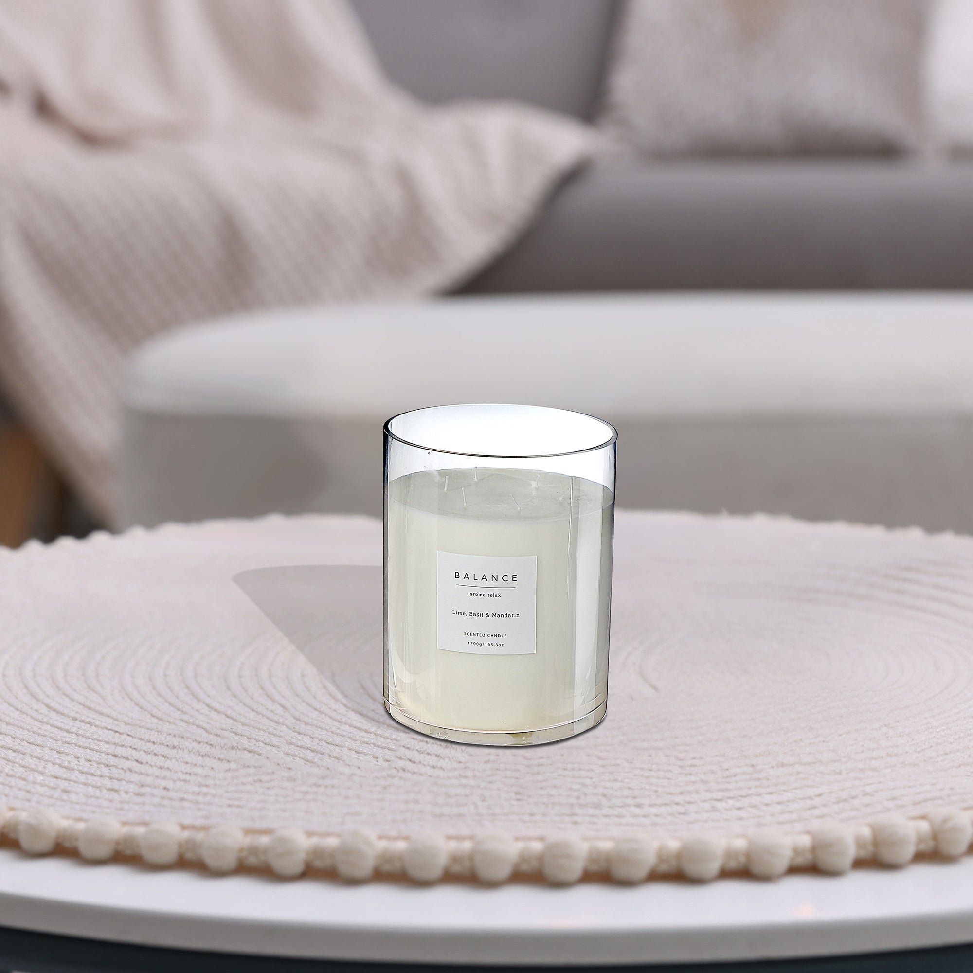 6 Wick Ambience Glass Candle Unscented, Six Wick Unscented Glass Candle, Ambient Lighting Decor, Elegant Centerpiece Candle