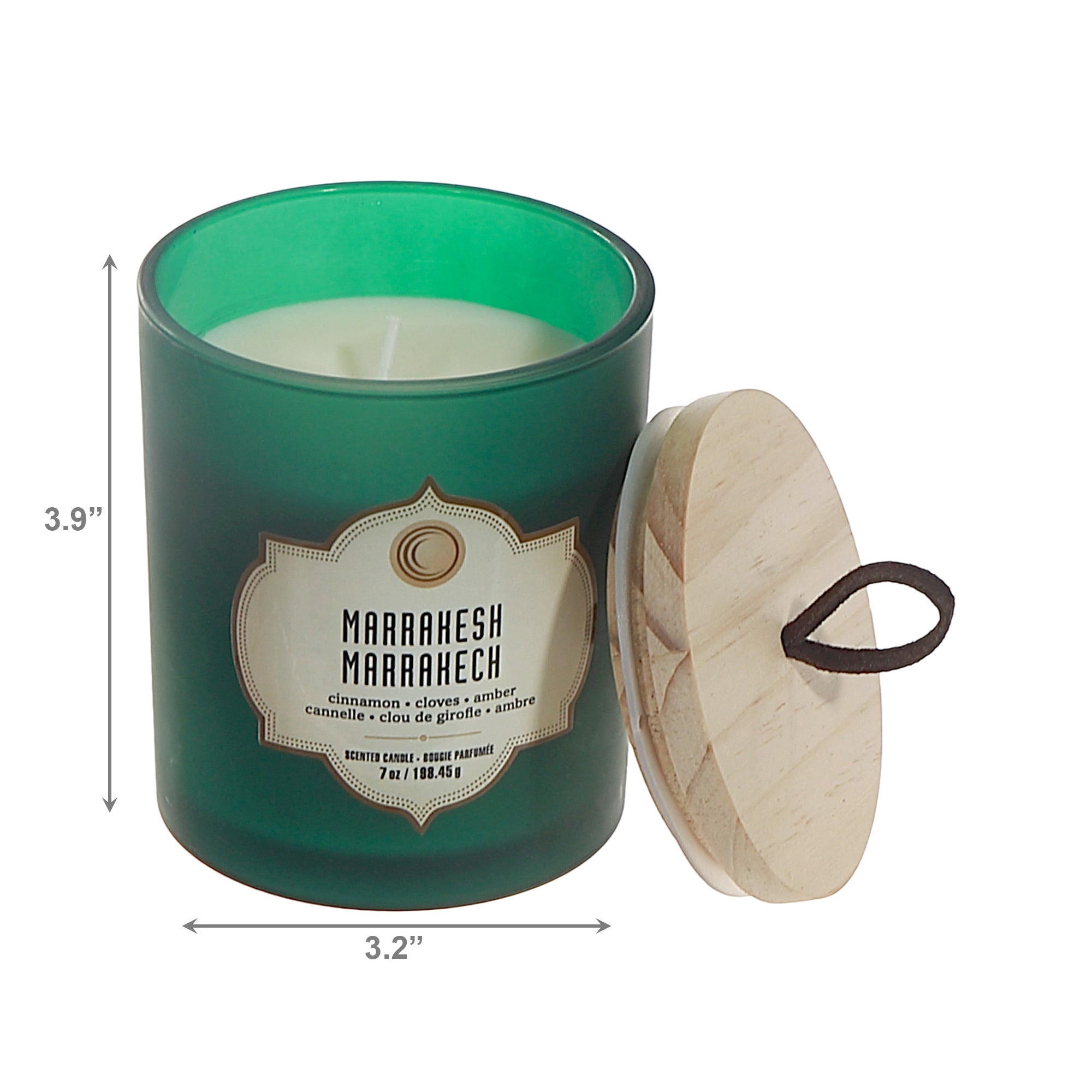 7 Ozs Green Glass Jar Scented Candle – Marrakesh - Set of 2