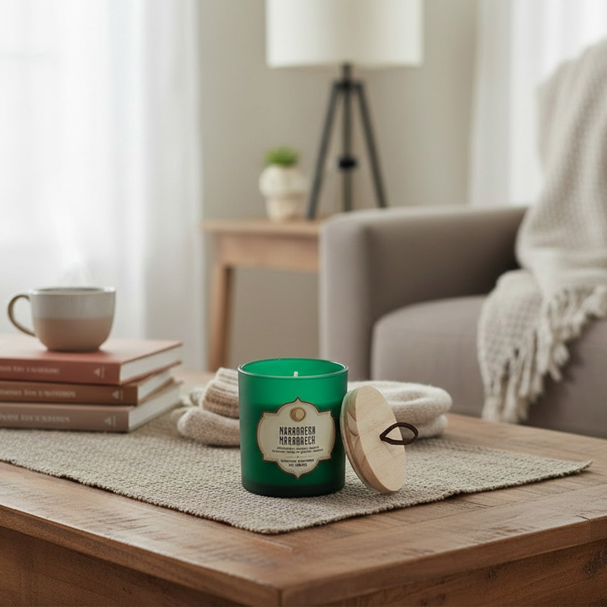 7 Ounces Green Glass Jar Scented Candle – Marrakesh - Set of 2