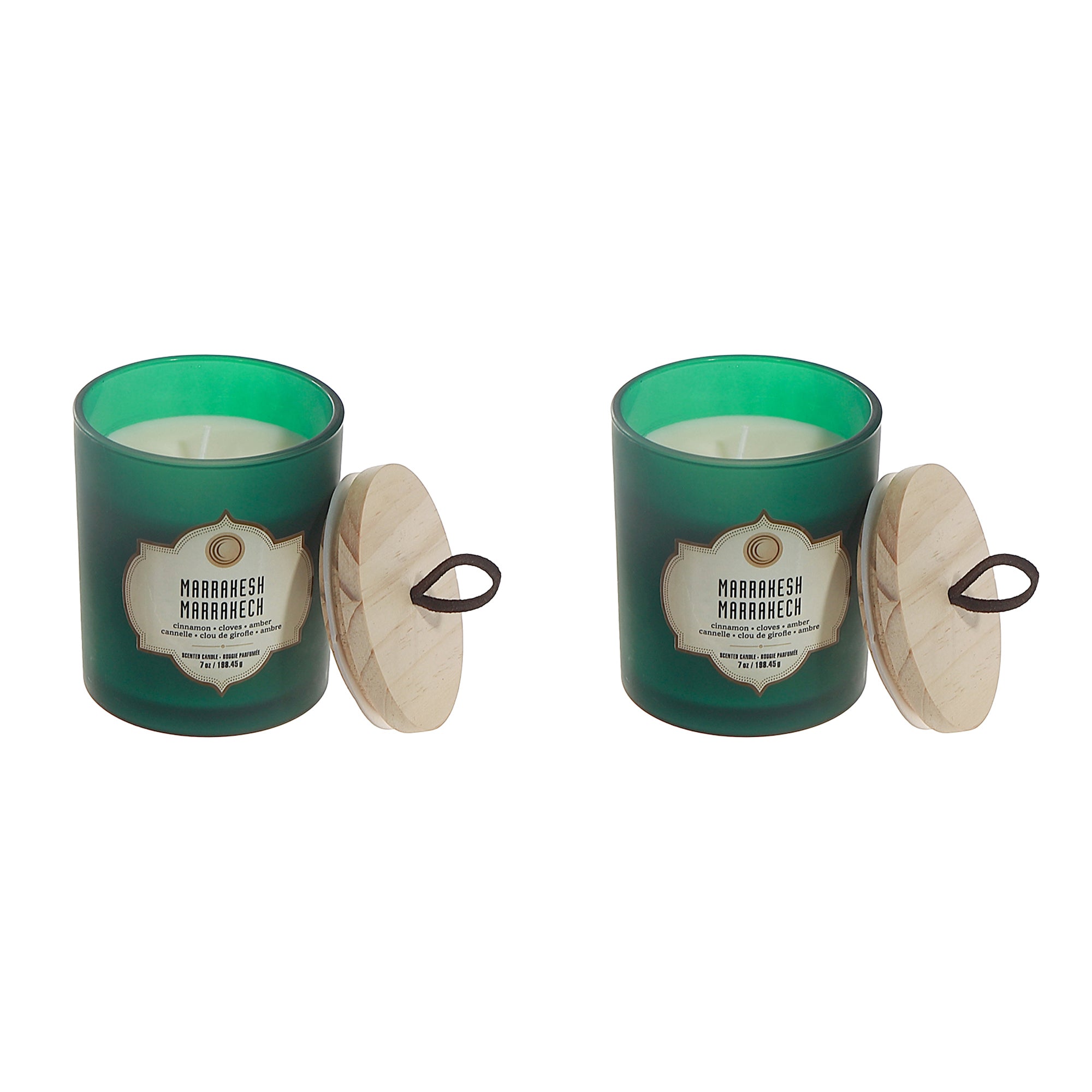 7 Ozs Green Glass Jar Scented Candle – Marrakesh - Set of 2