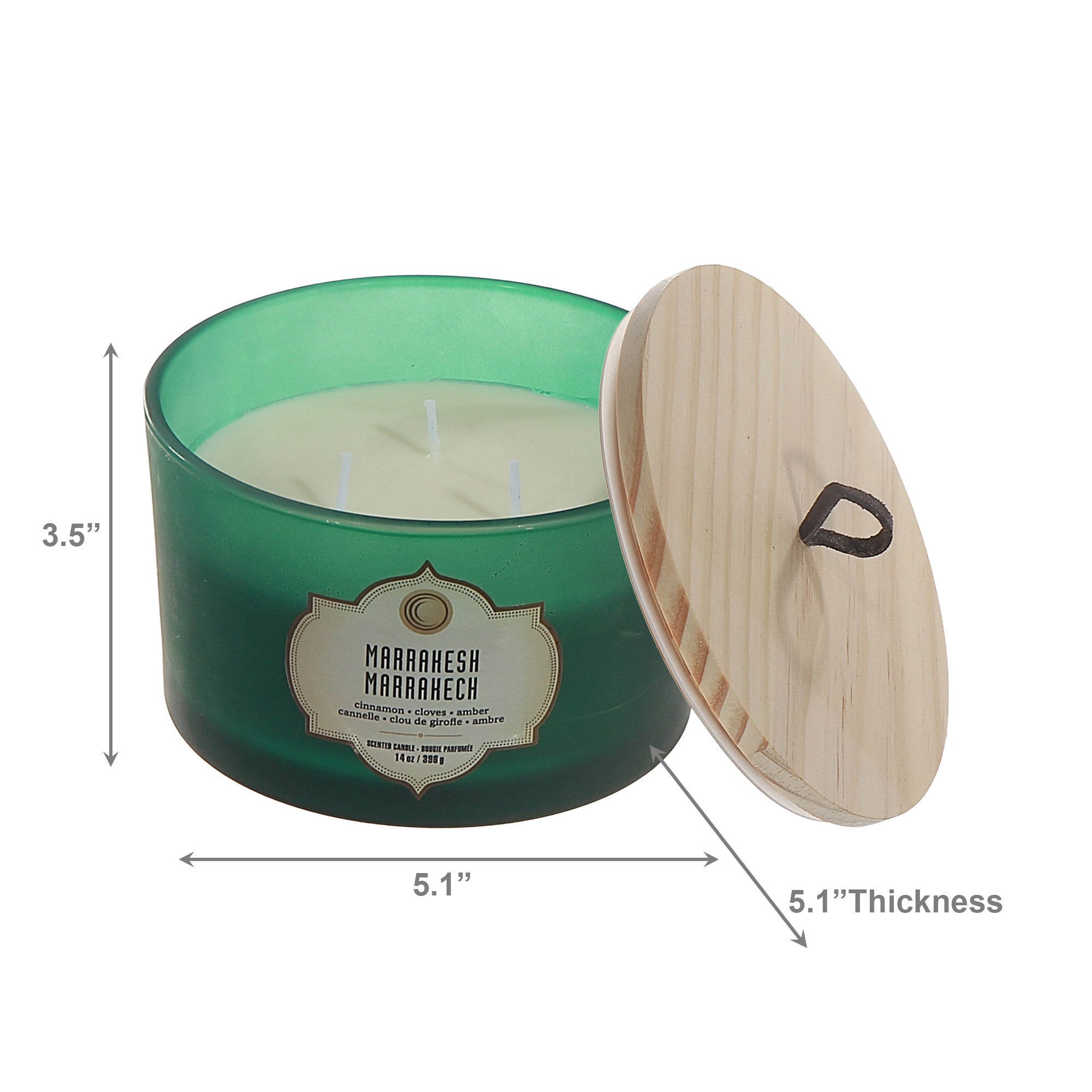 14 Ozs 3 Wick Green Jar Scented Candle Marrakesh - Set of 2