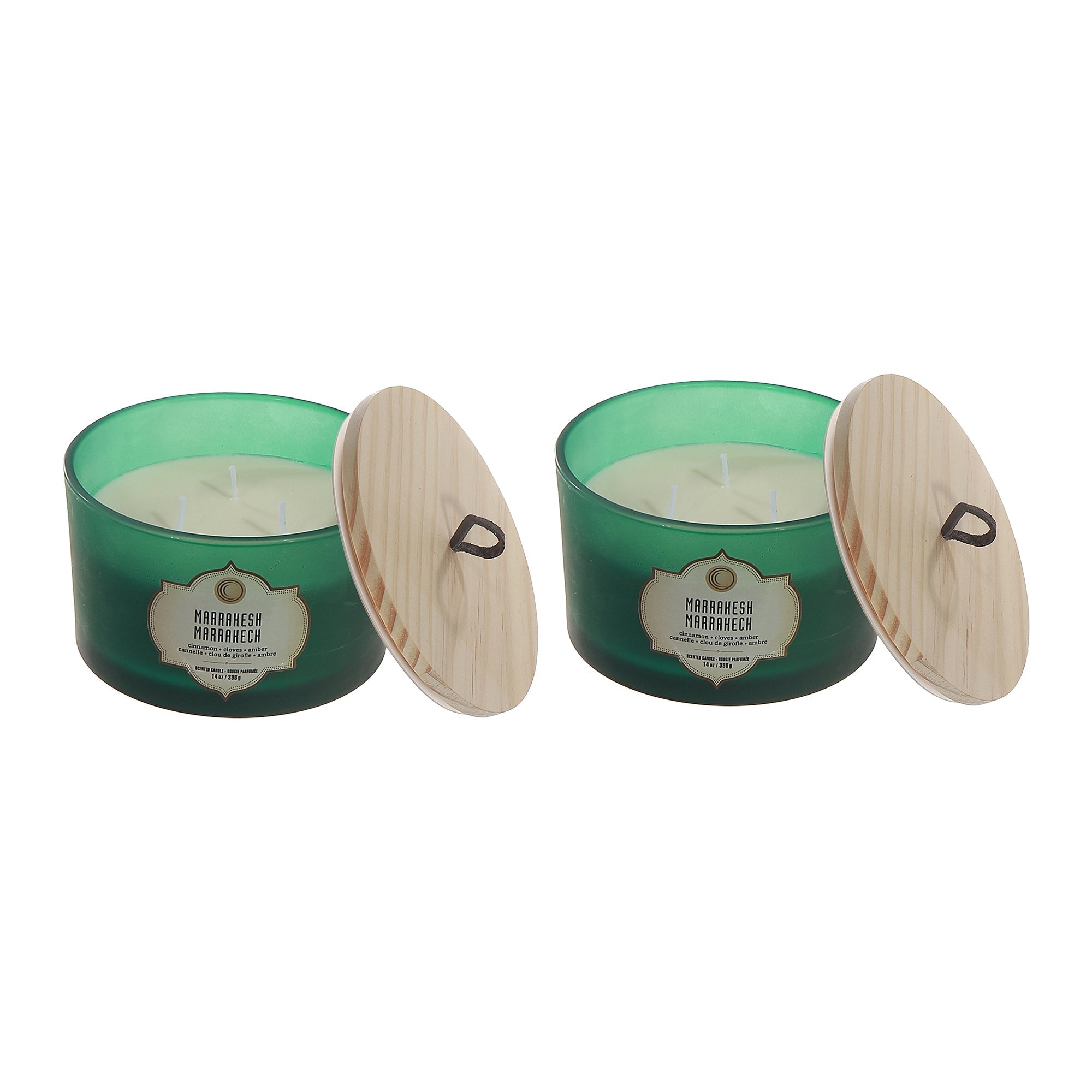 14 Ozs 3 Wick Green Jar Scented Candle Marrakesh - Set of 2