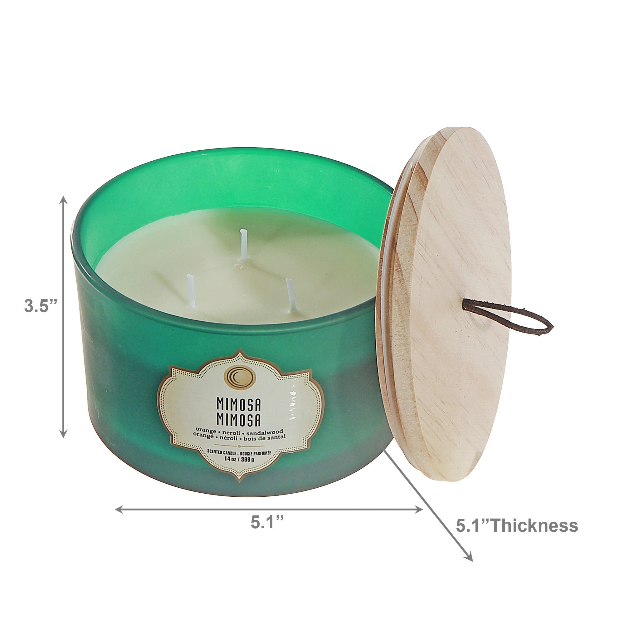 14 Ozs 3 Wick Green Jar Scented Candle Mimosa - Set of 2