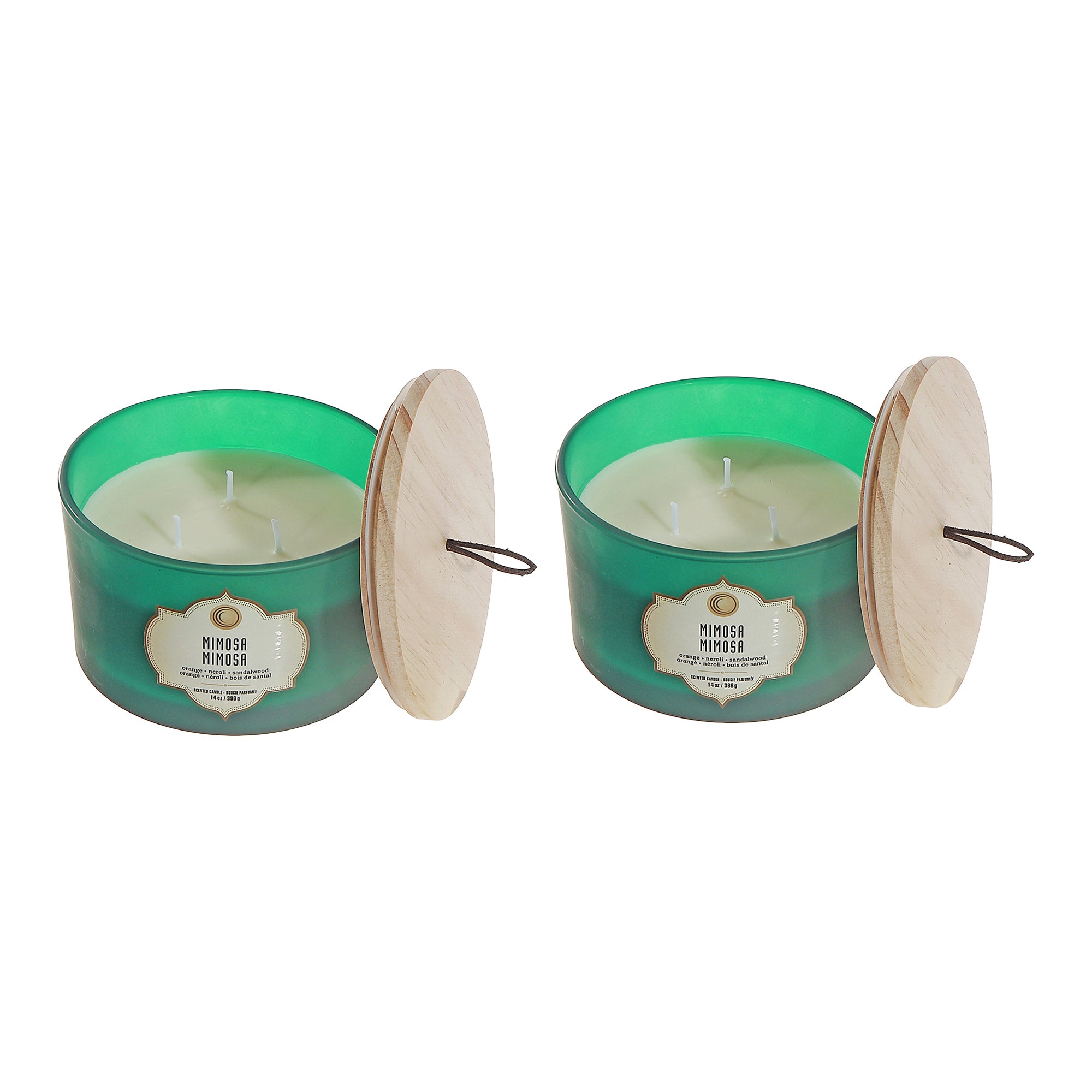 14 Ozs 3 Wick Green Jar Scented Candle Mimosa - Set of 2