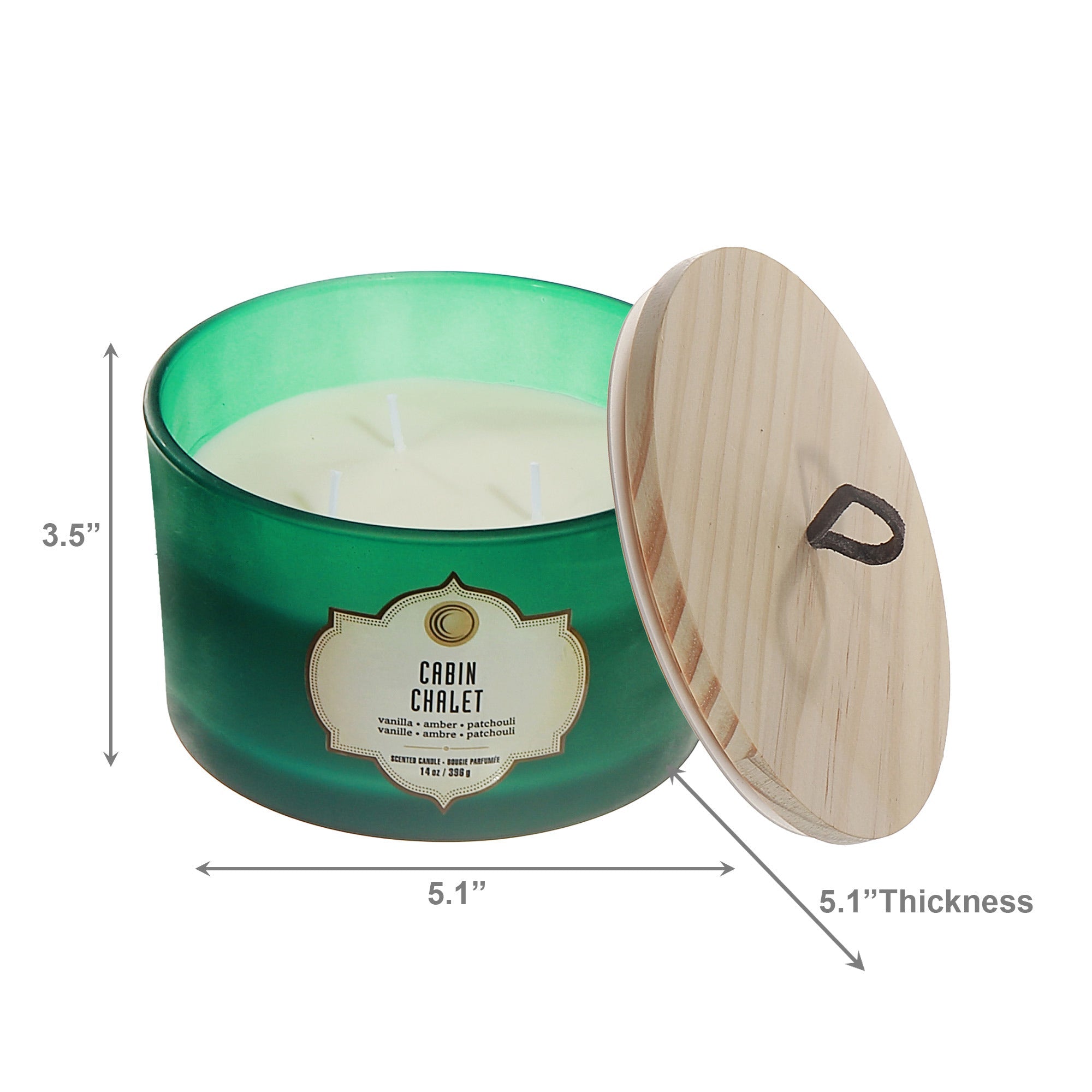 14 Ozs 3 Wick Green Jar Scented Candle Cabin - Set of 2