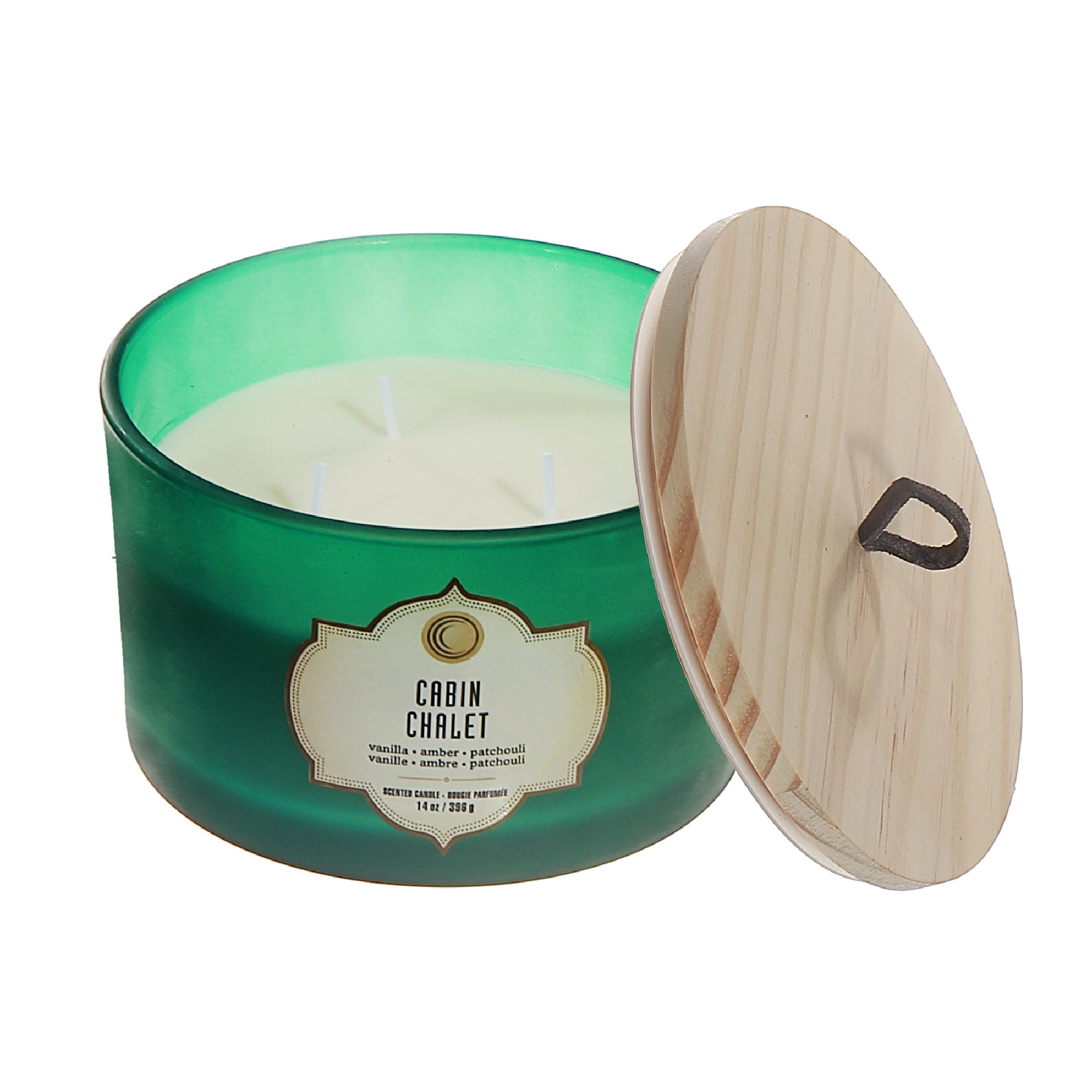 14 Ozs 3 Wick Green Jar Scented Candle Cabin - Set of 2