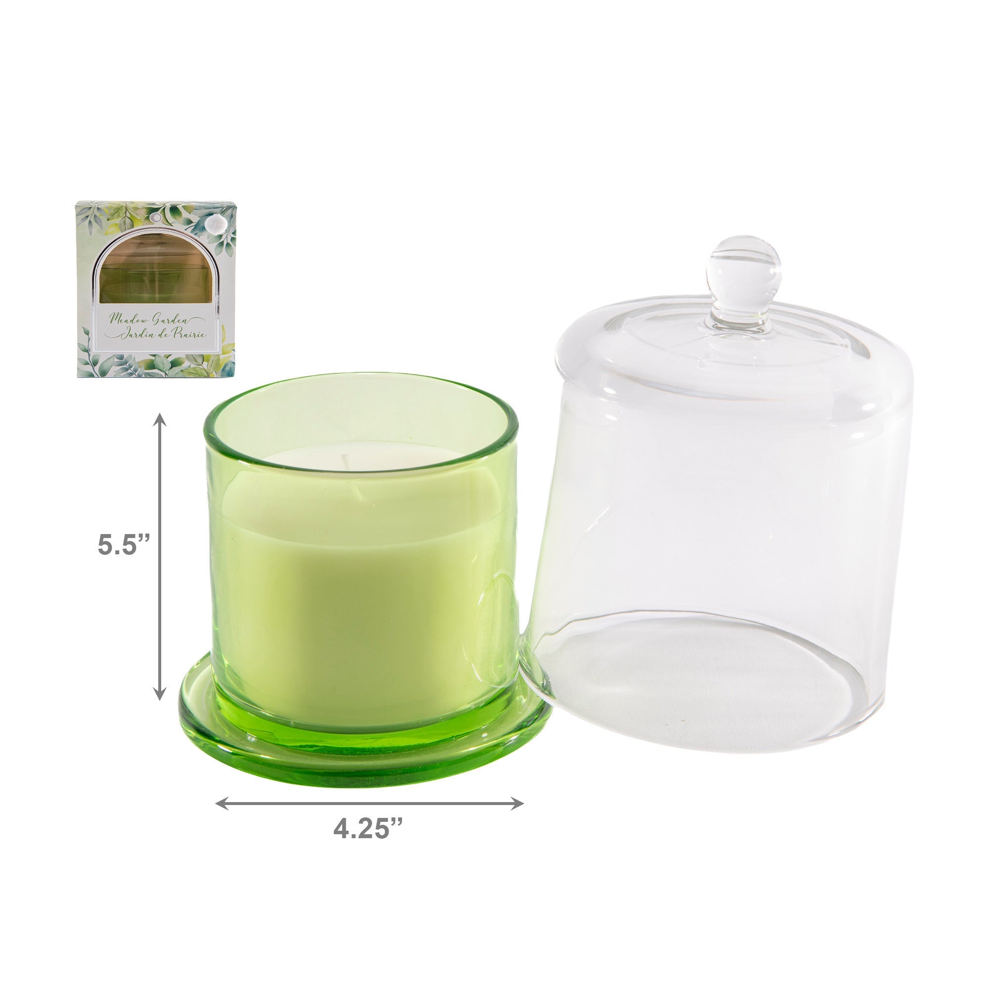 8 Ozs Glass Candle with Bell Cover Meadow Garden