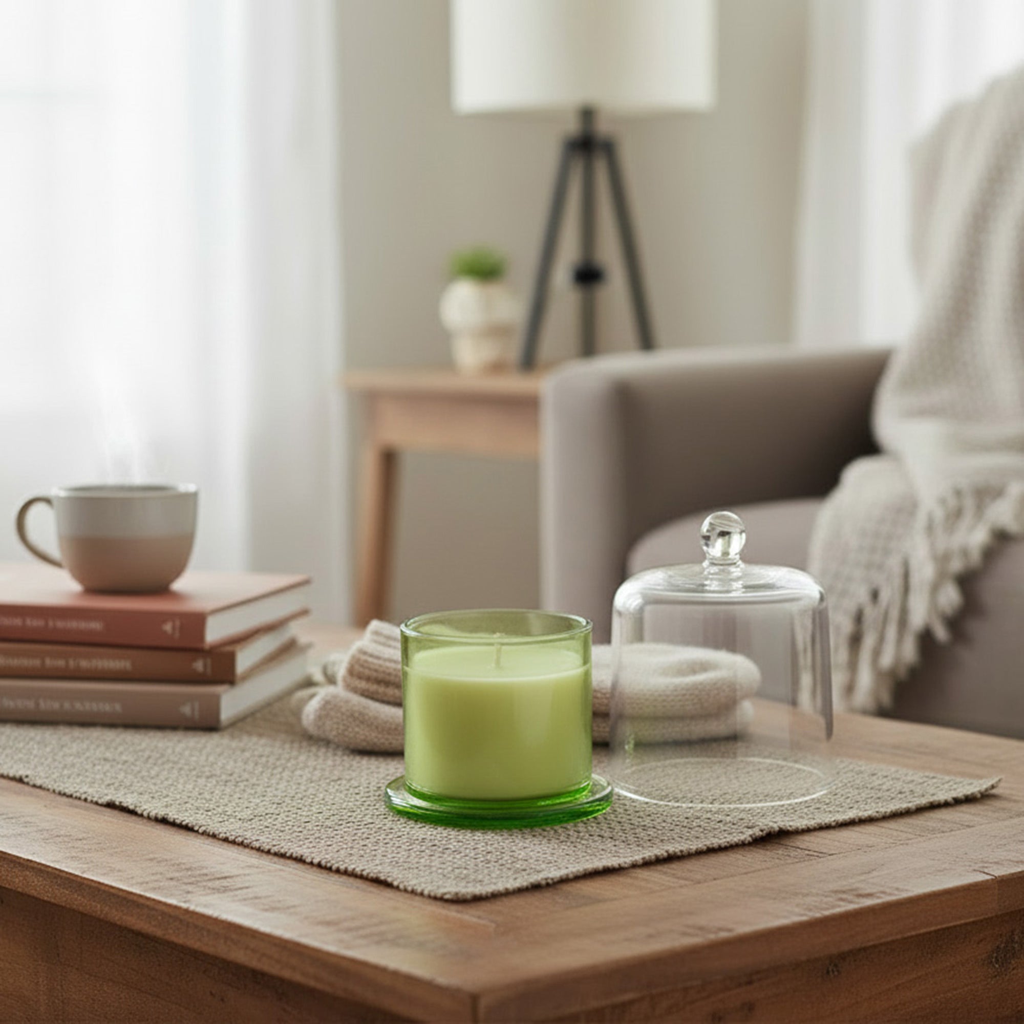 8 Ounces Glass Candle with Bell Cover Meadow Garden