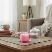 8 Ounces Glass Candle with Bell Cover Pink Rose