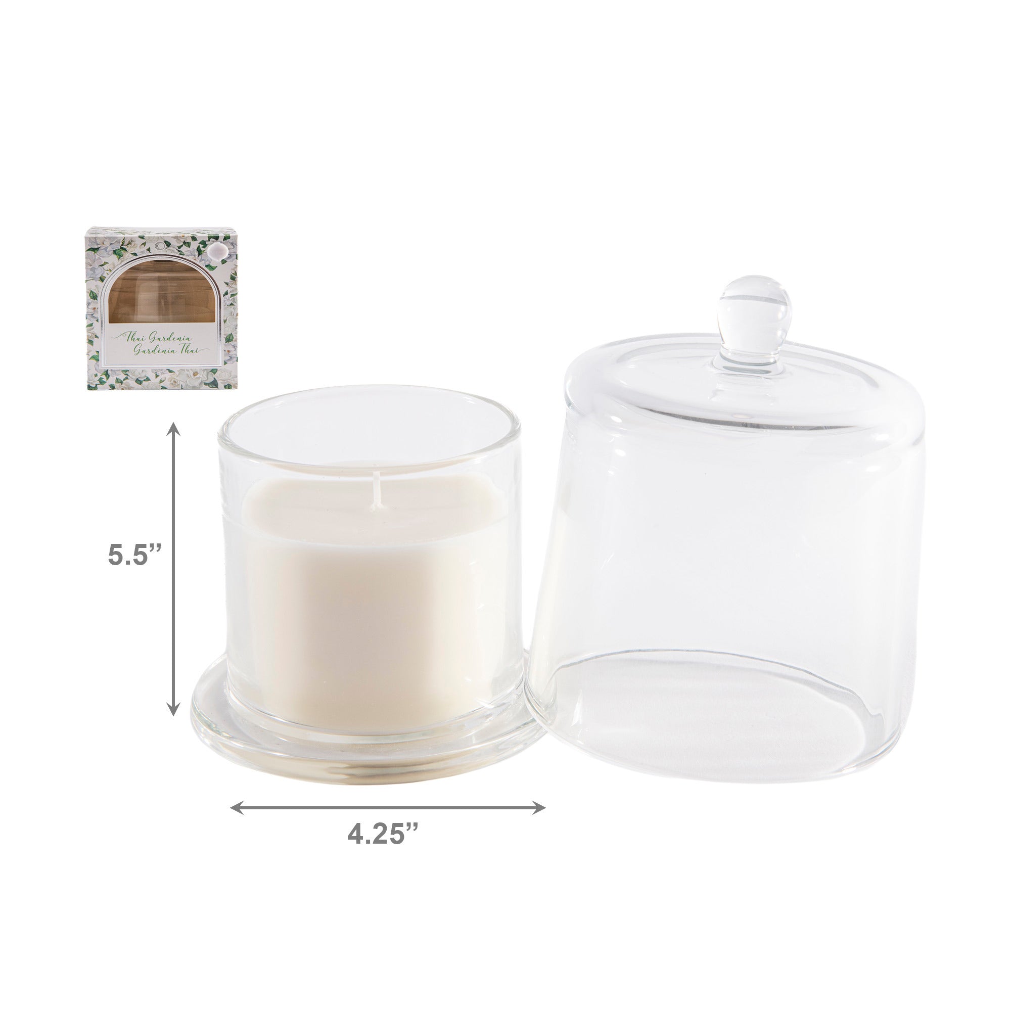 8 Ozs Glass Candle with Bell Cover Thai Gardenia