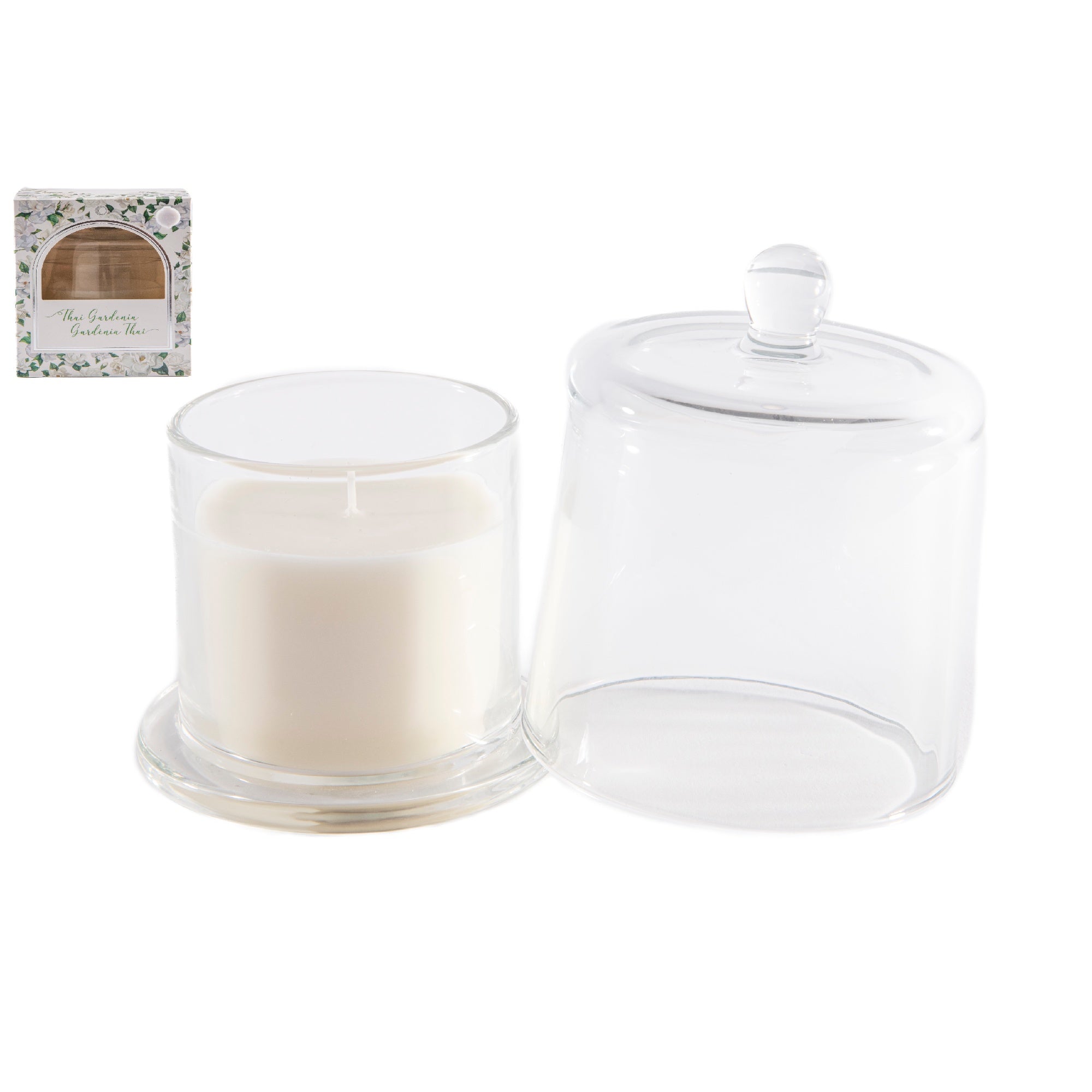 8 Ozs Glass Candle with Bell Cover Thai Gardenia