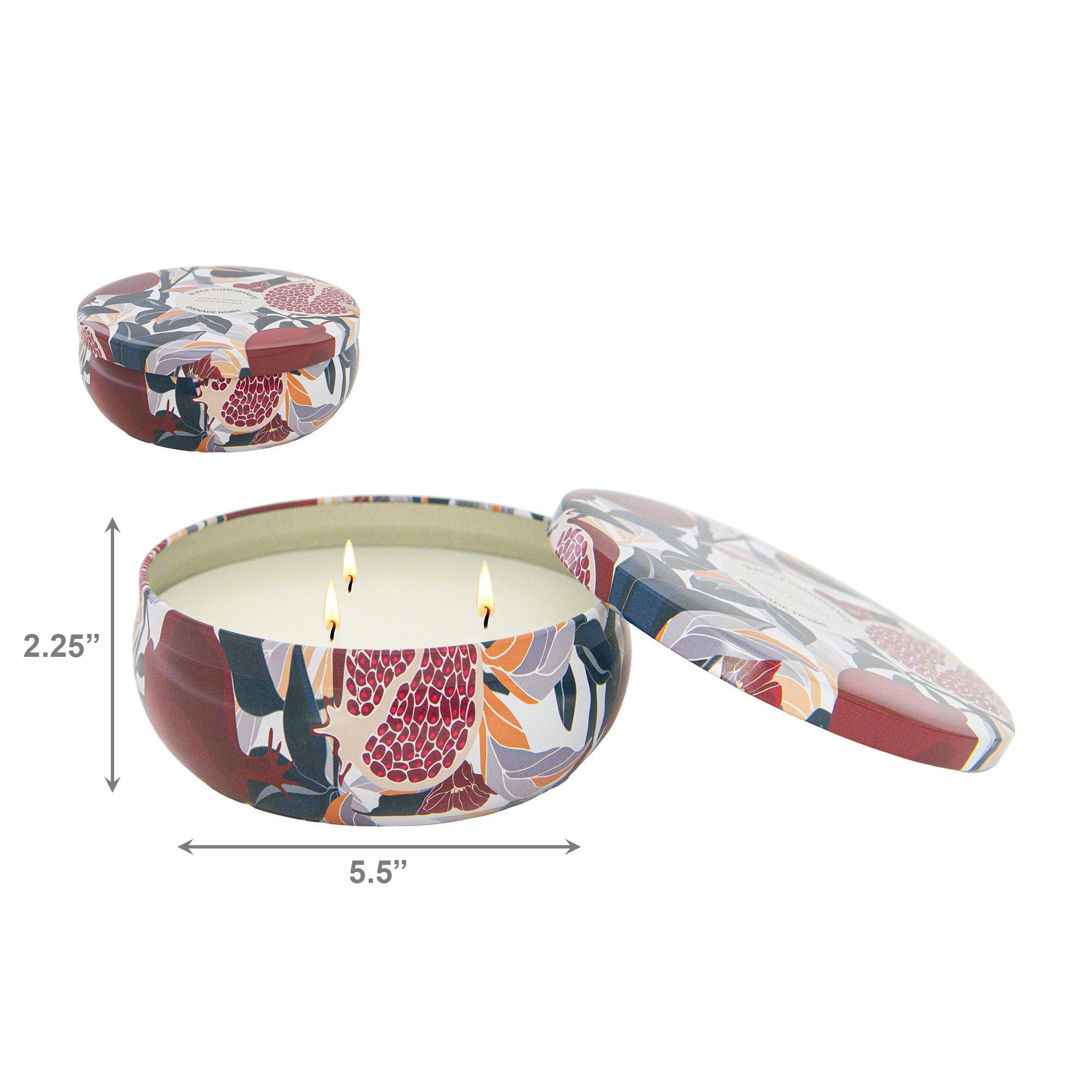 12 Ozs 3 Wick Soy Blend Scented Candle Tin Black Pomegranate
