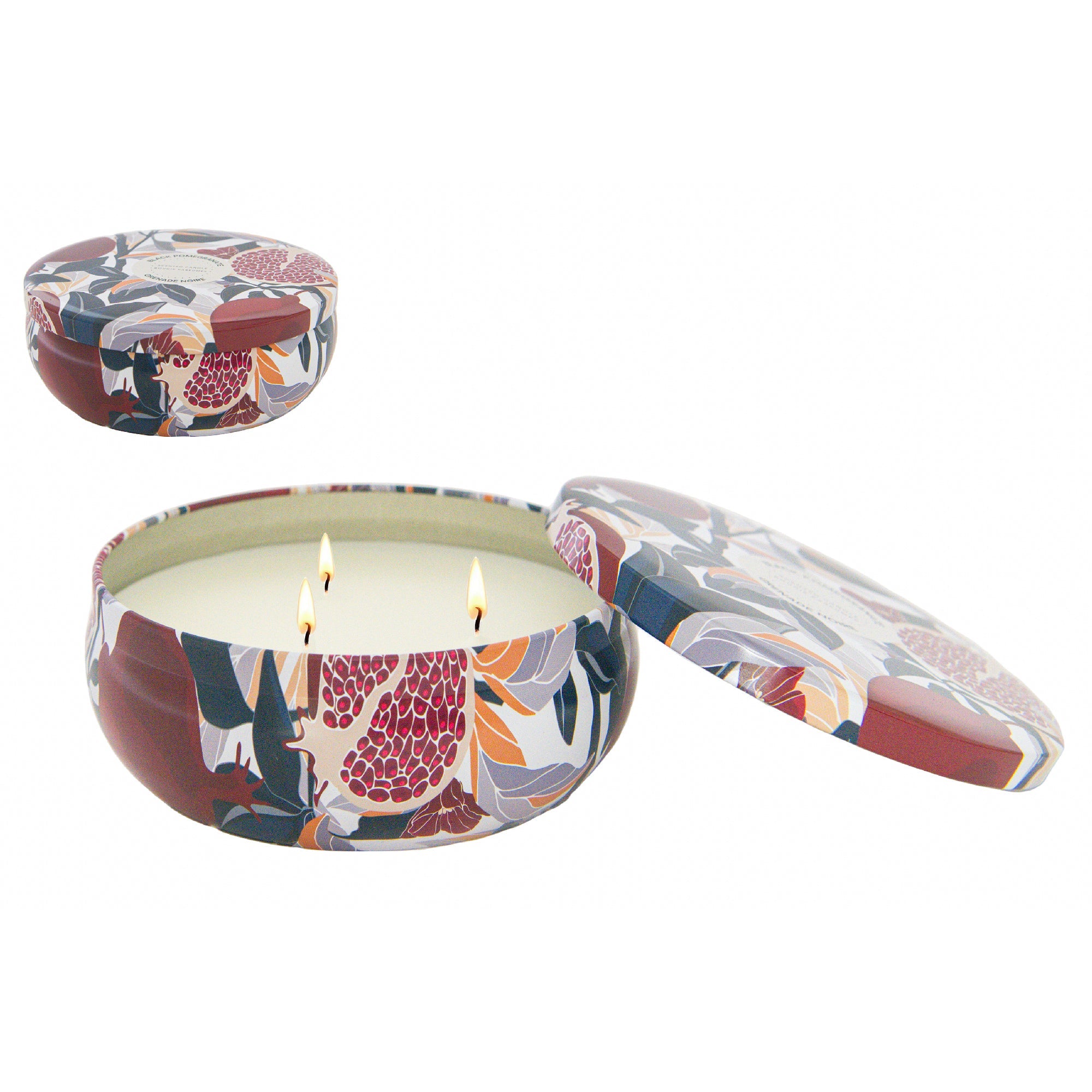 12 Ozs 3 Wick Soy Blend Scented Candle Tin Black Pomegranate
