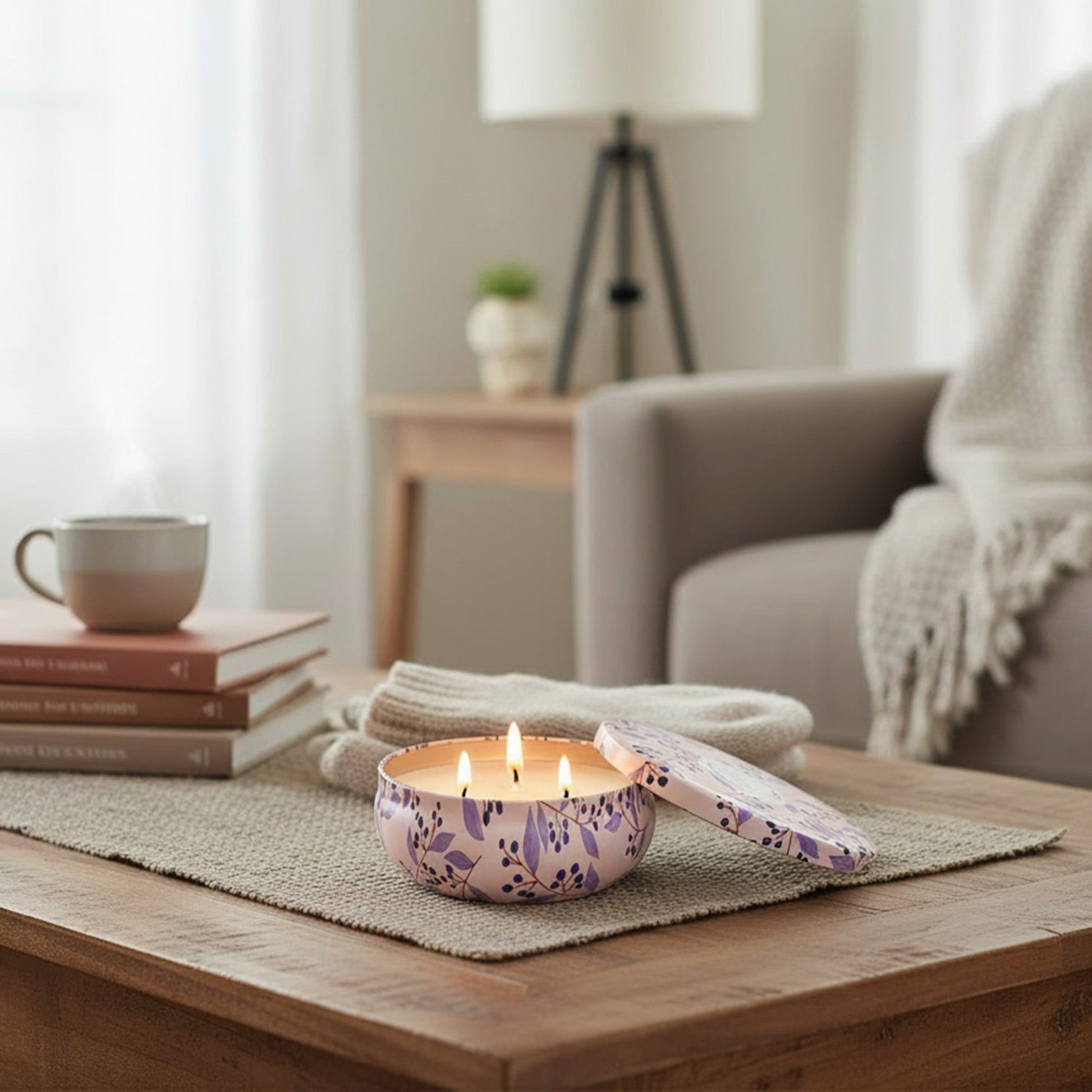 12 Ounces 3 Wick Soy Blend Scented Candle Tin Apricot Violet