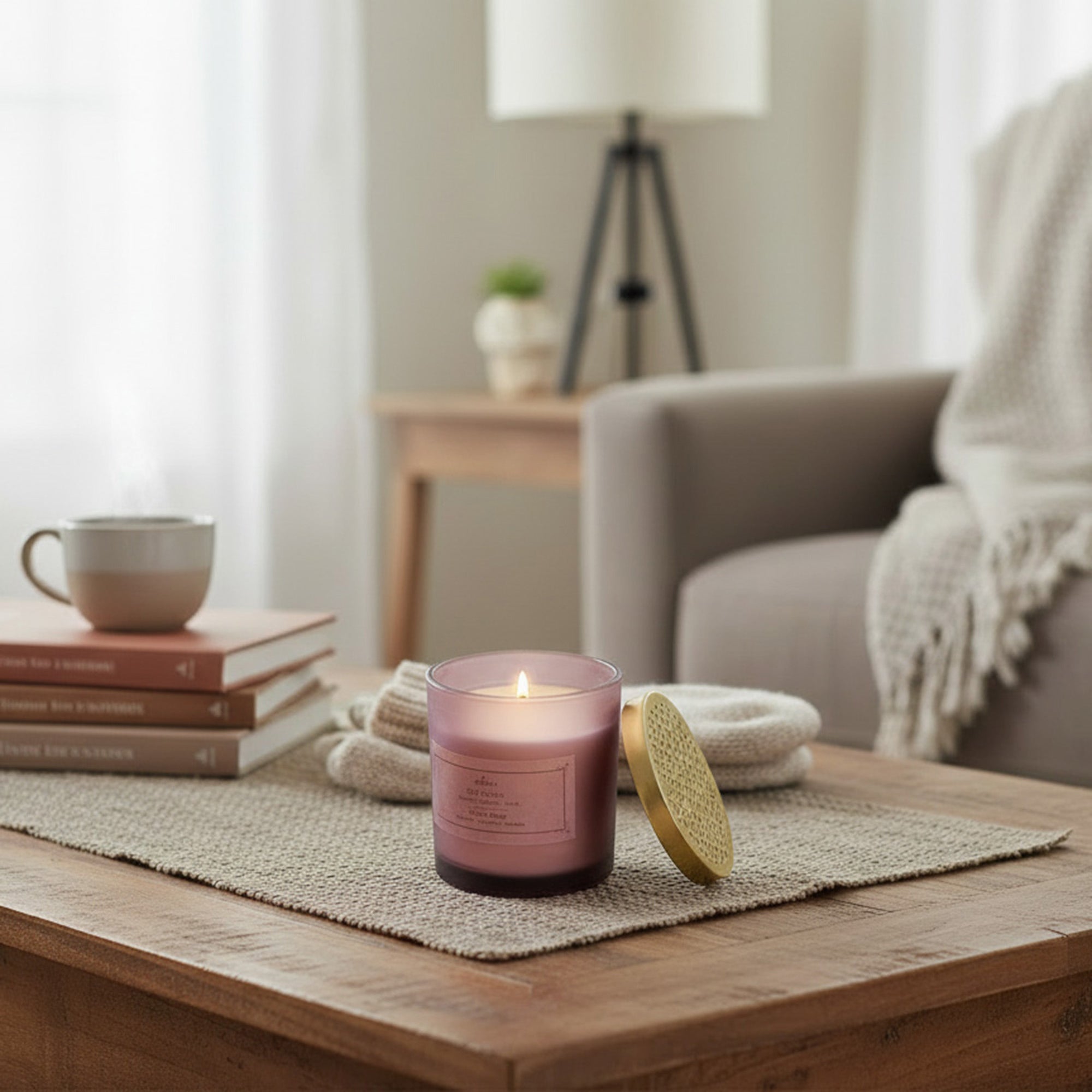 7 Ounces Mauve Jar Scented Candle Soft Cotton - Set of 2