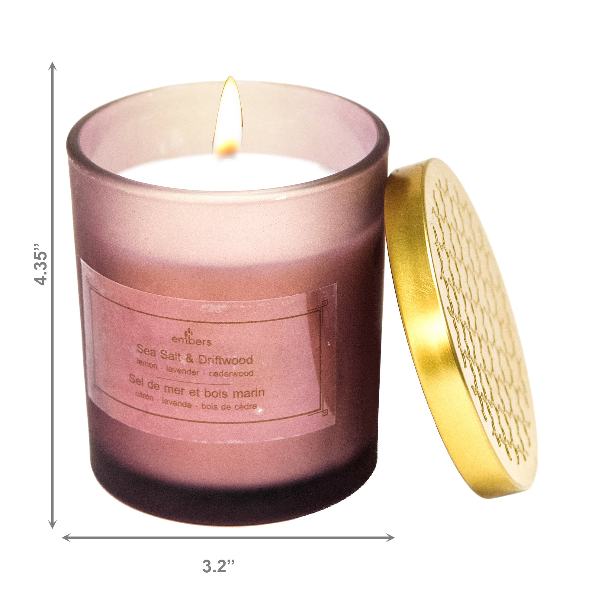 7 Ozs Mauve Jar Scented Candle Sea Salt/Driftwood - Set of 2