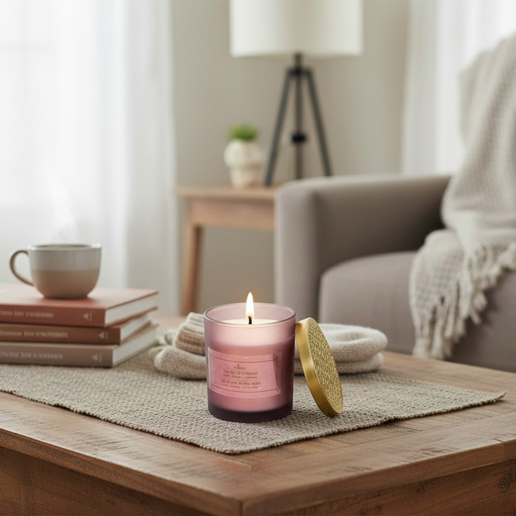 7 Ounces Mauve Jar Scented Candle Sea Salt/Driftwood - Set of 2