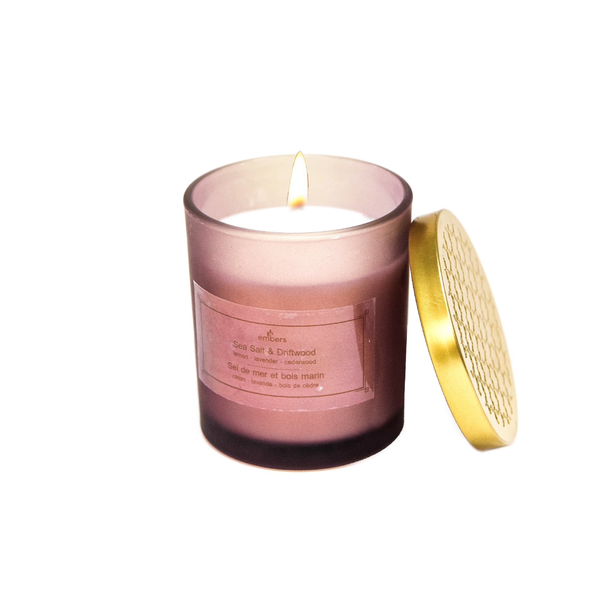 7 Ozs Mauve Jar Scented Candle Sea Salt/Driftwood - Set of 2